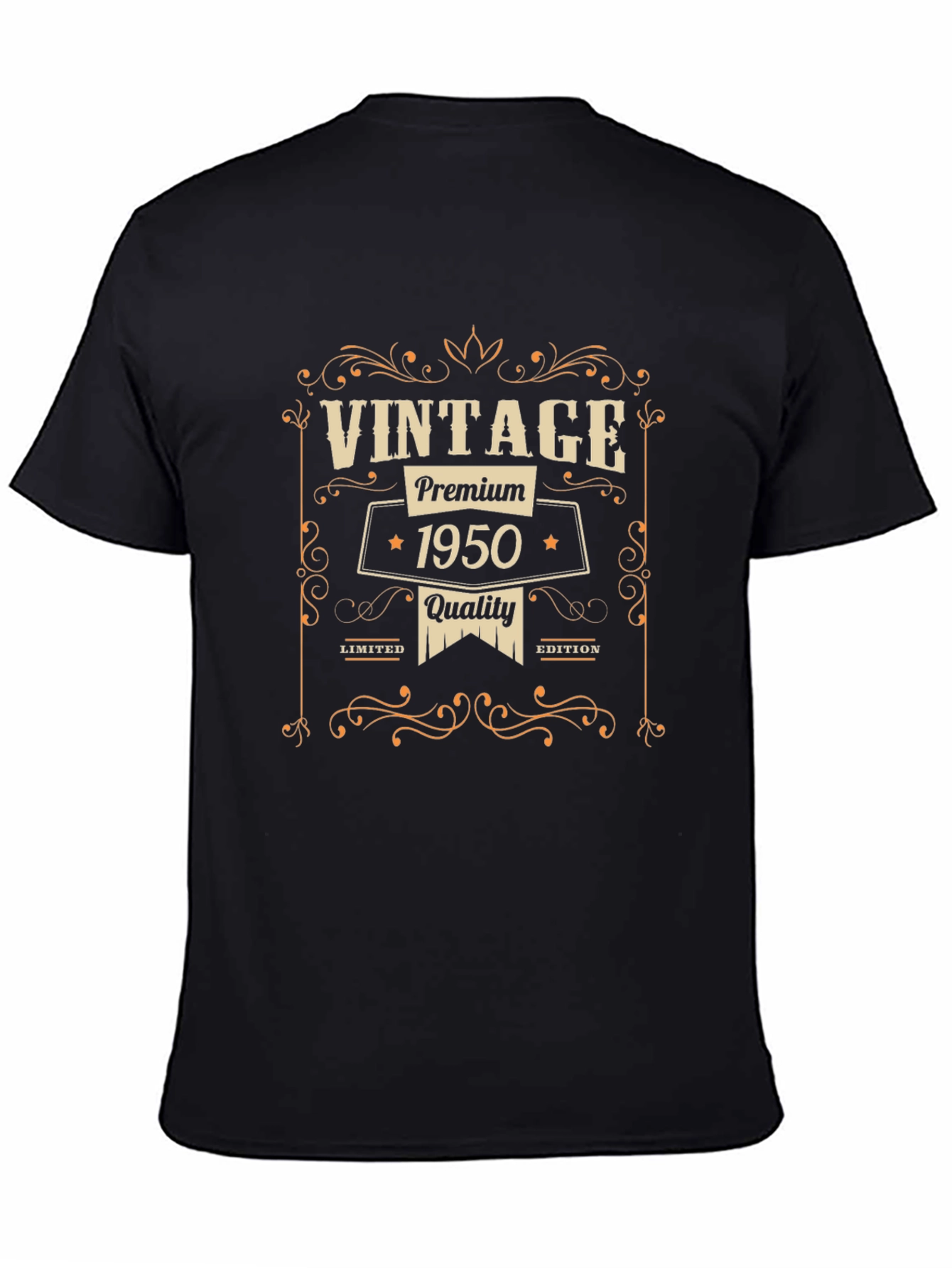 Black Vintage 1950 Premium Quality Black T-Shirt view 4