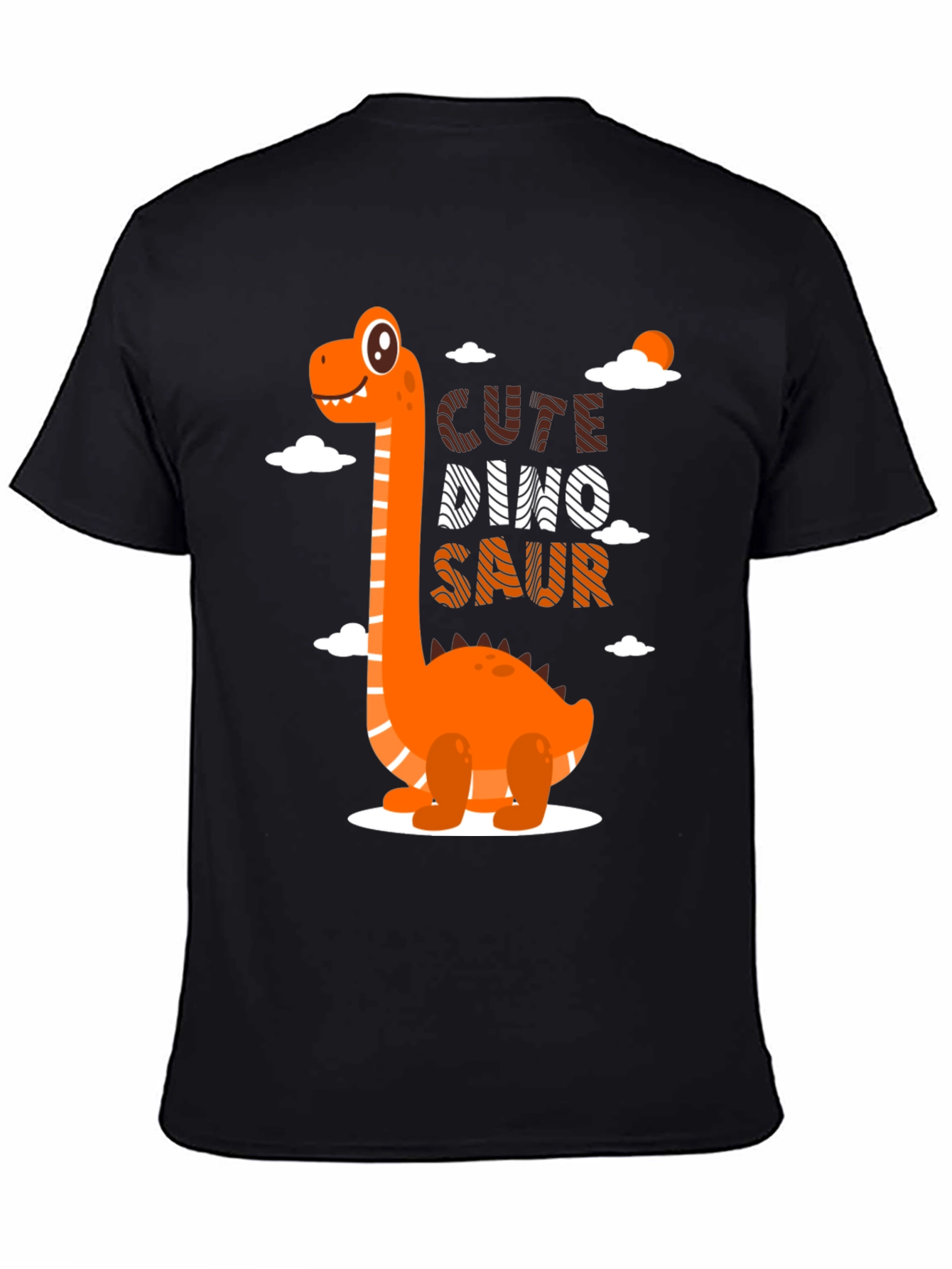 Black Cute Dino-Saur Black Graphic T-Shirt view 4