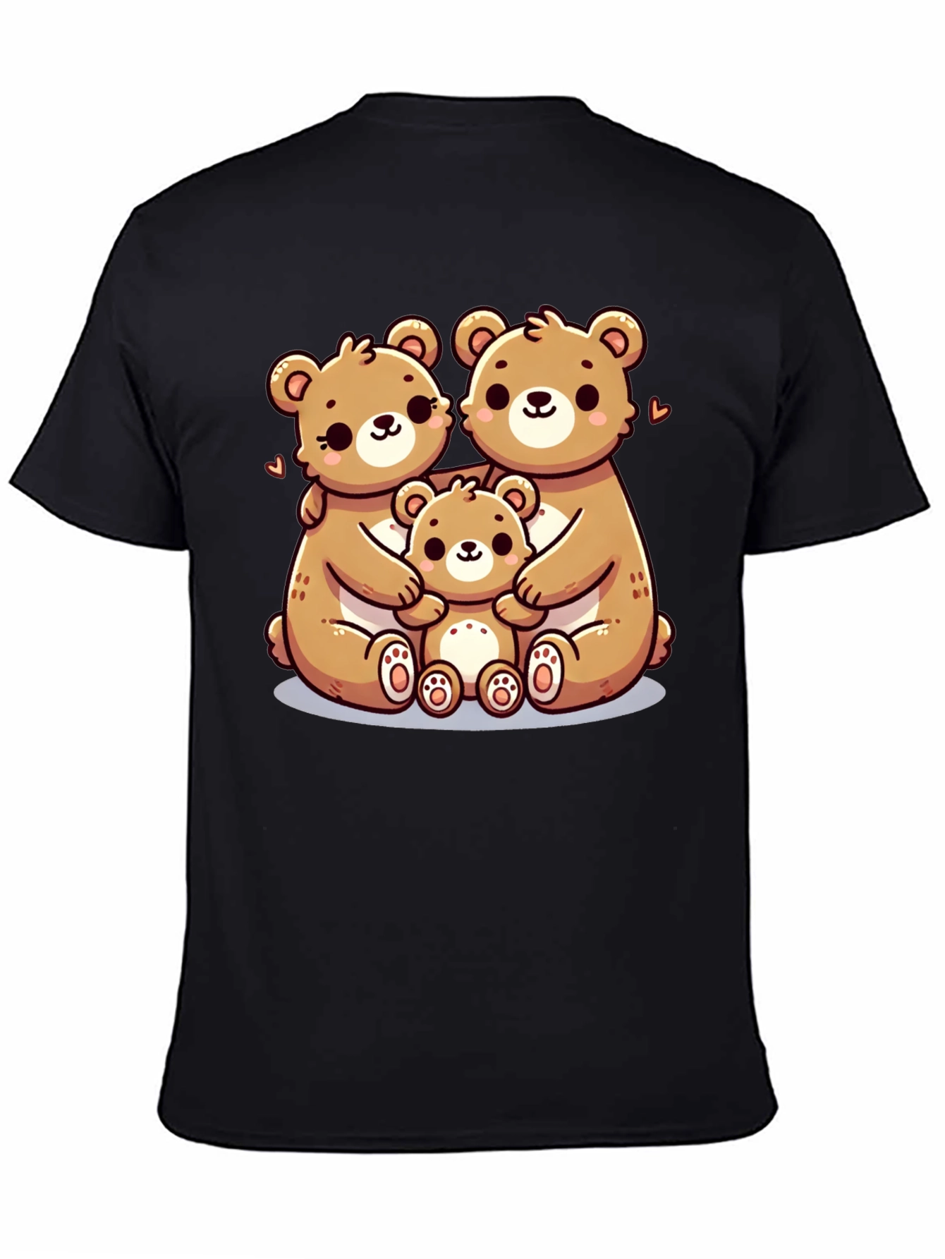 Black Cute Bear Family Graphic Tee - Black view 4