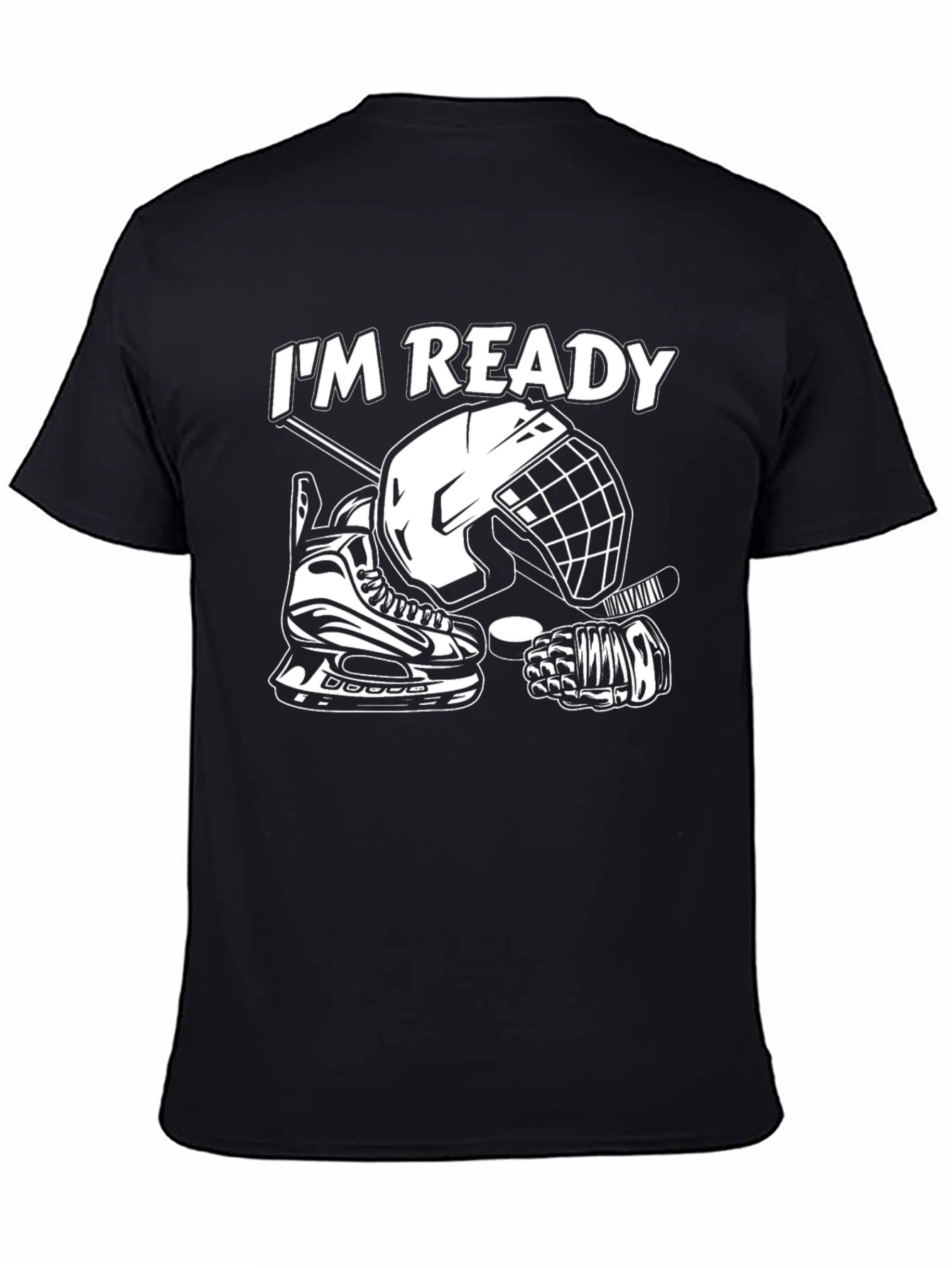 Black I'm Ready Hockey T-Shirt view 4