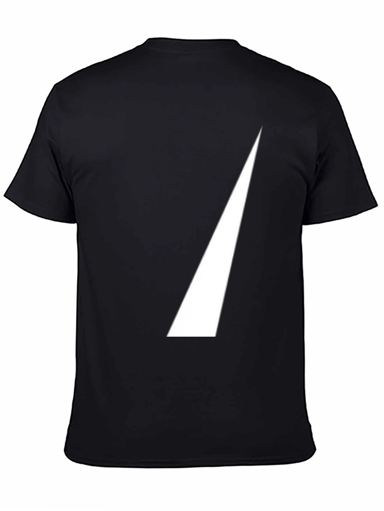 Black Men's Black T-Shirt with White Triangle Design view 4