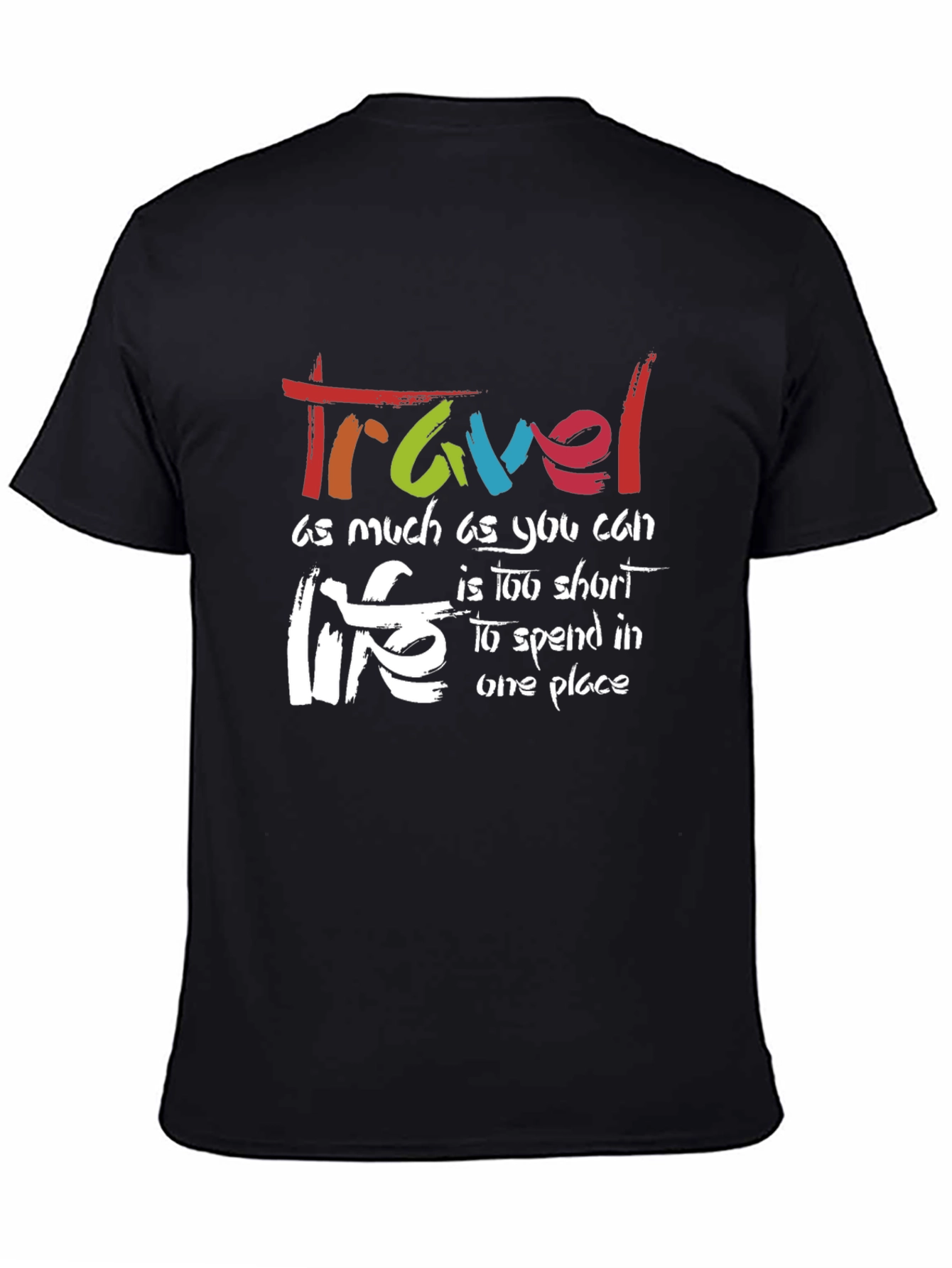 Black Travel Life Black Graphic T-Shirt view 4