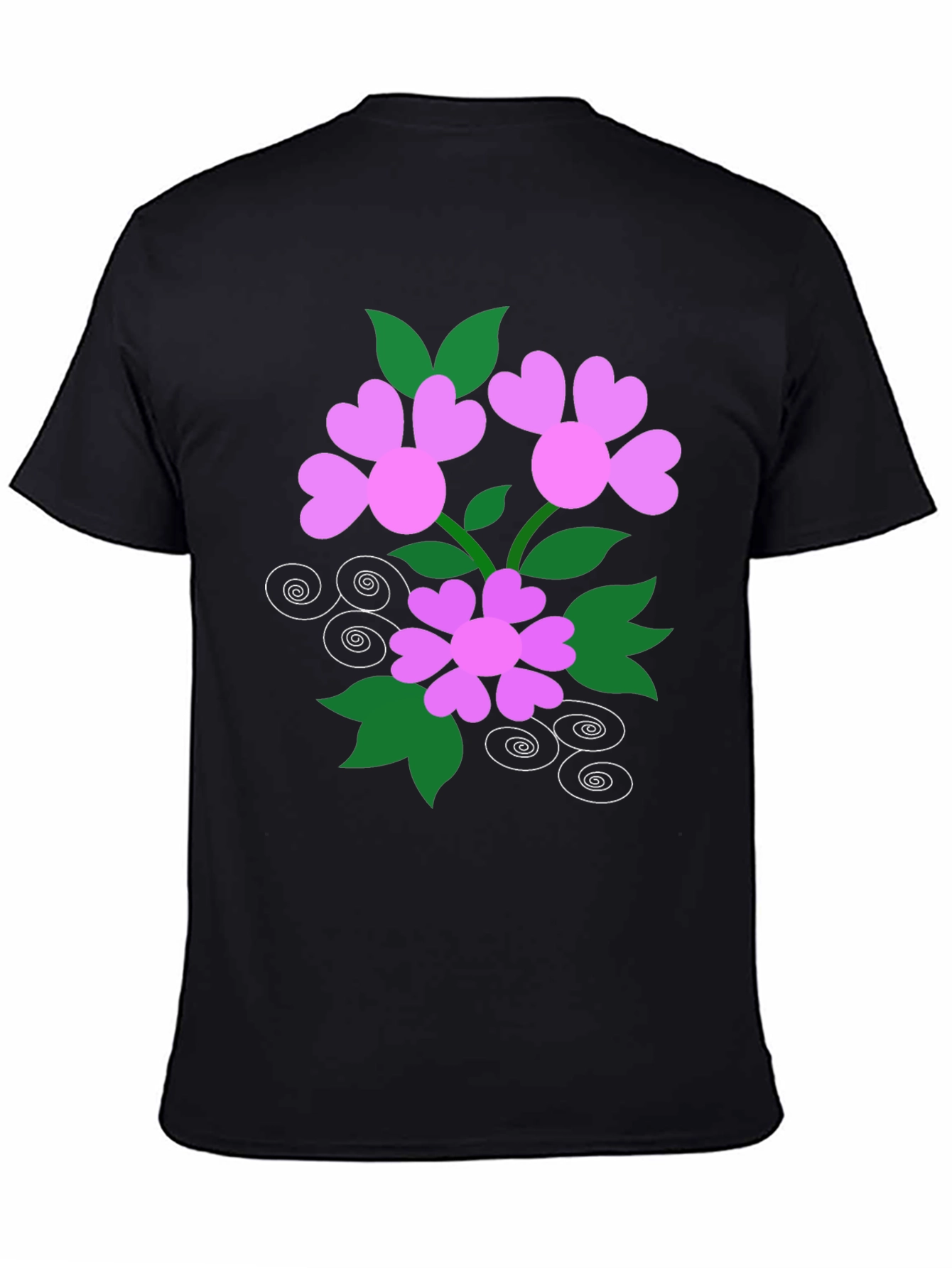 Black Floral Heart Tee - Black Cotton Blend view 4