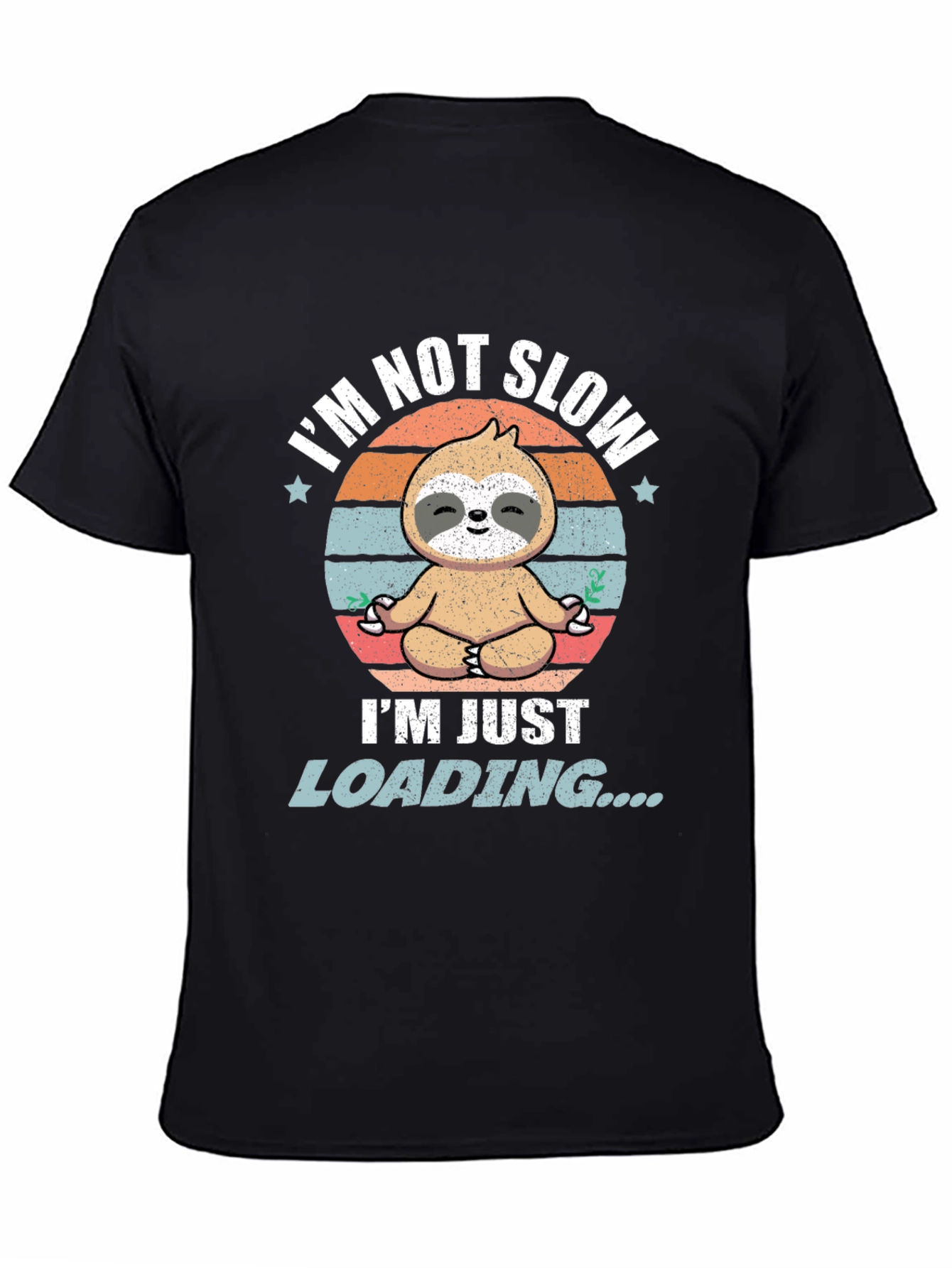 Black Funny Sloth Loading T-Shirt - Men's Graphic Tee view 4