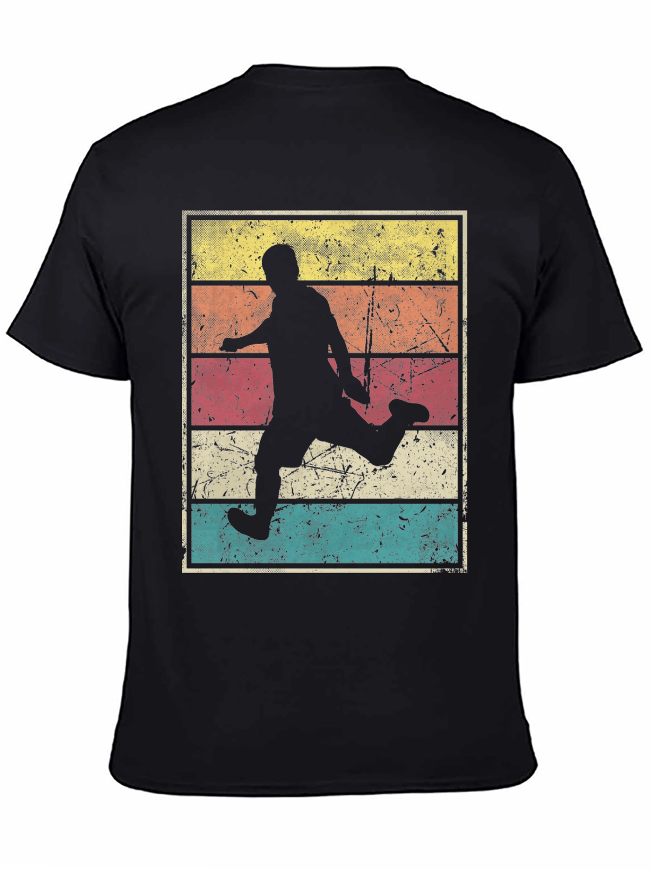 Black Retro Soccer Player Graphic T-Shirt view 4