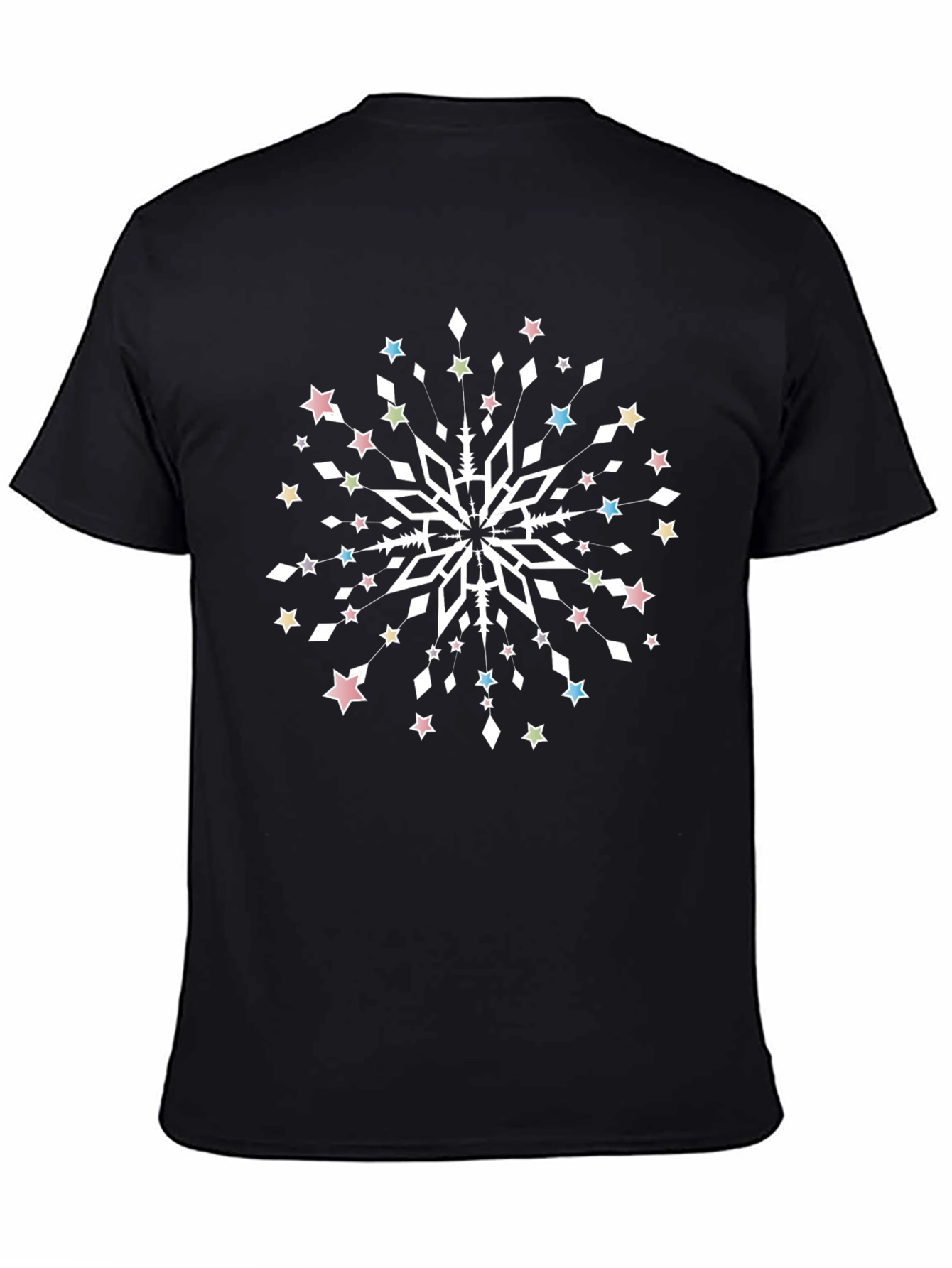 Black Festive Snowflake Graphic Tee - Unisex Black T-Shirt view 4