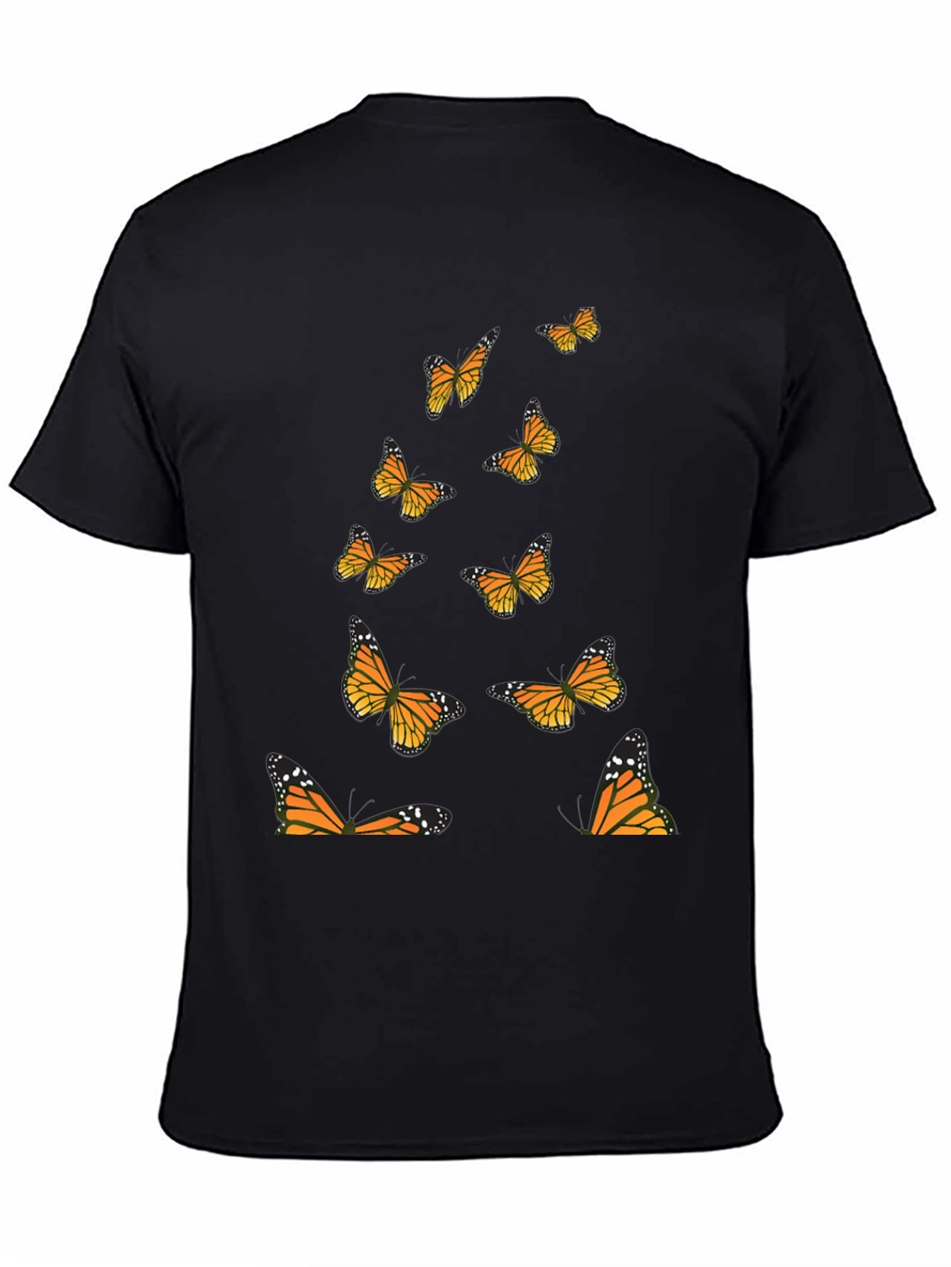 Black Butterfly Print Black T-Shirt view 4