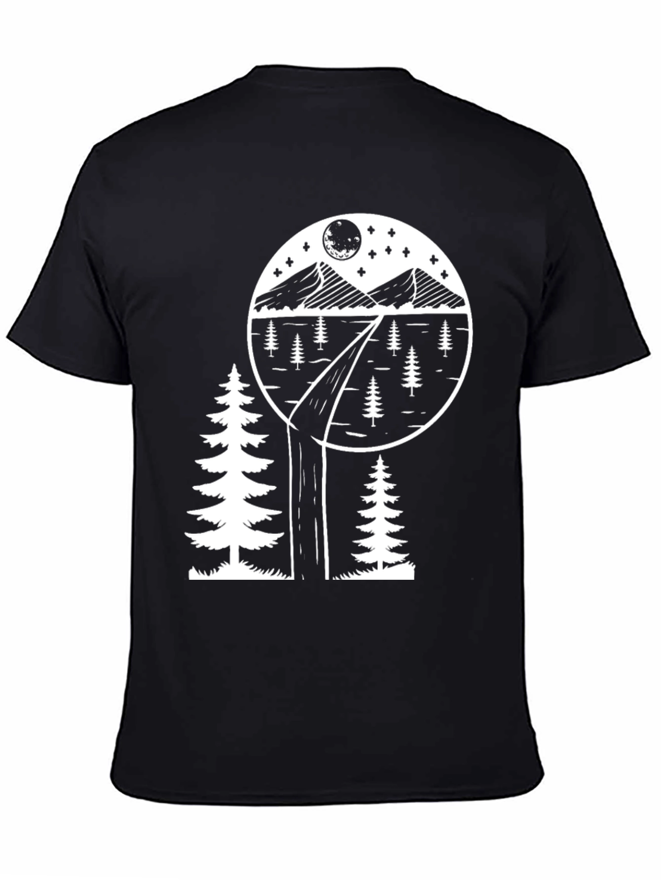 Black Nature Scene Graphic Tee - Black view 4