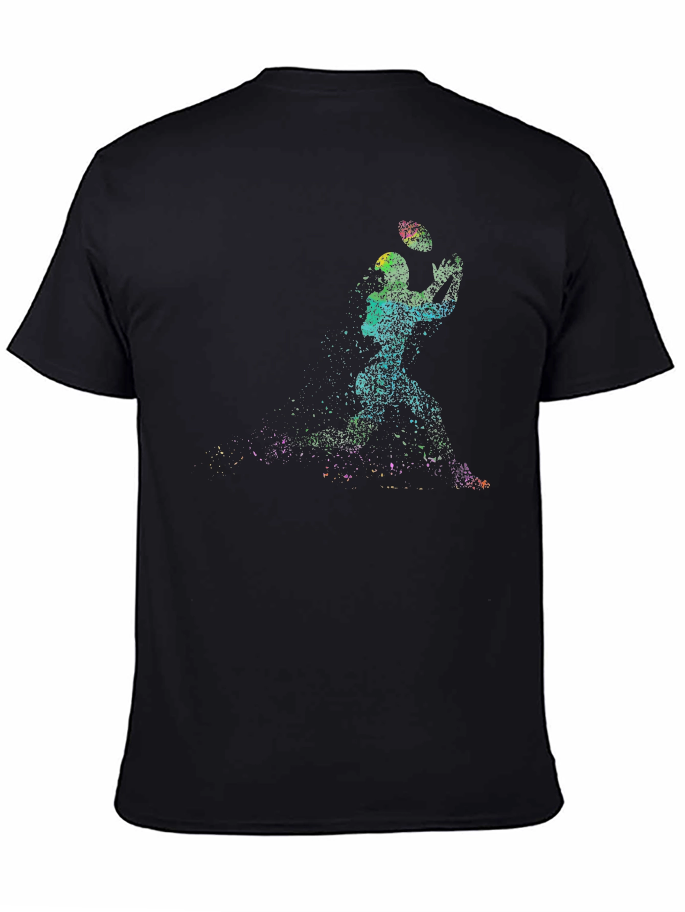 Black Colorful Football Player Graphic Tee view 4