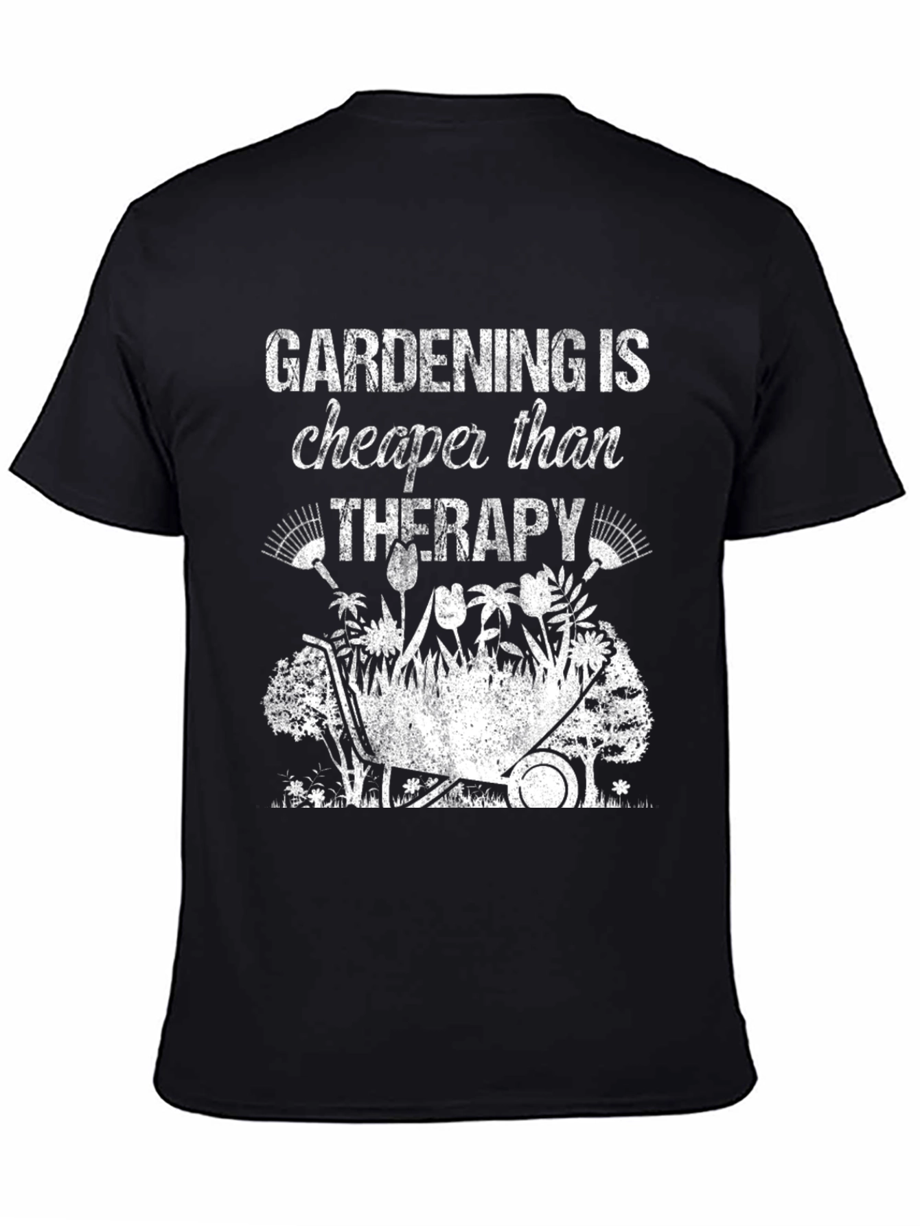 Black Gardening is Cheaper Than Therapy Graphic Tee view 4