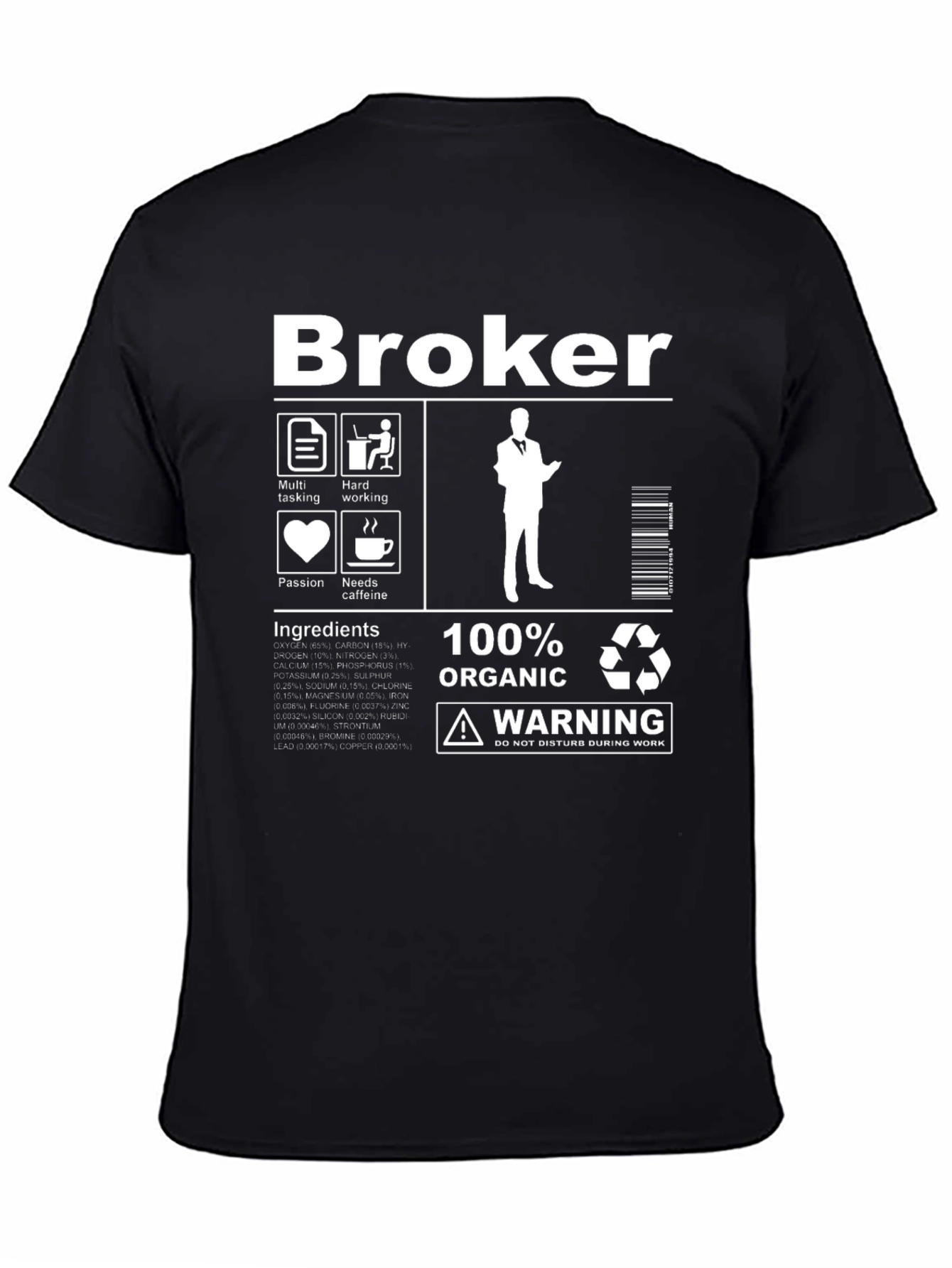 Black Broker Organic Ingredient T-Shirt view 4