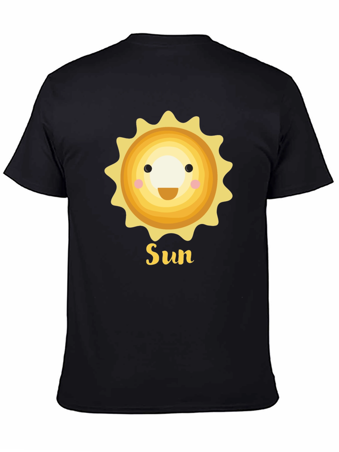 Black Smiling Sun Graphic T-Shirt - Black Crew Neck view 4