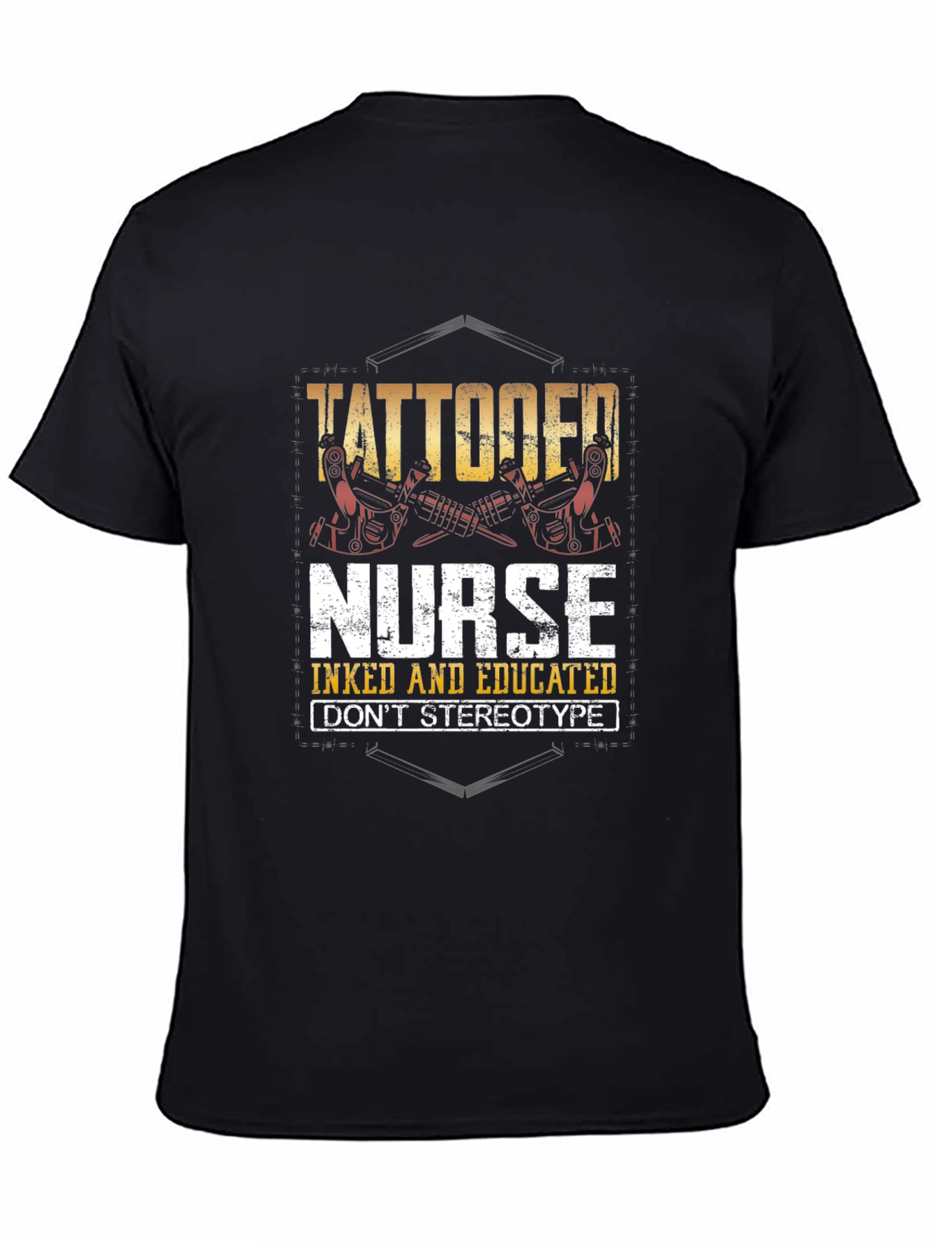 Black Tattooed Nurse Graphic Tee - Inked & Educated! view 4