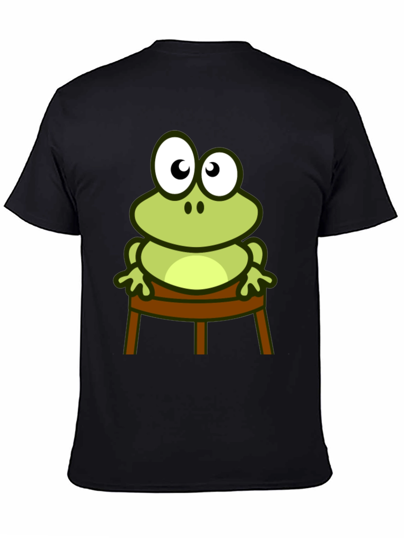 Black Frog On Chair Graphic Tee - Cool Cartoon Frog Design view 4