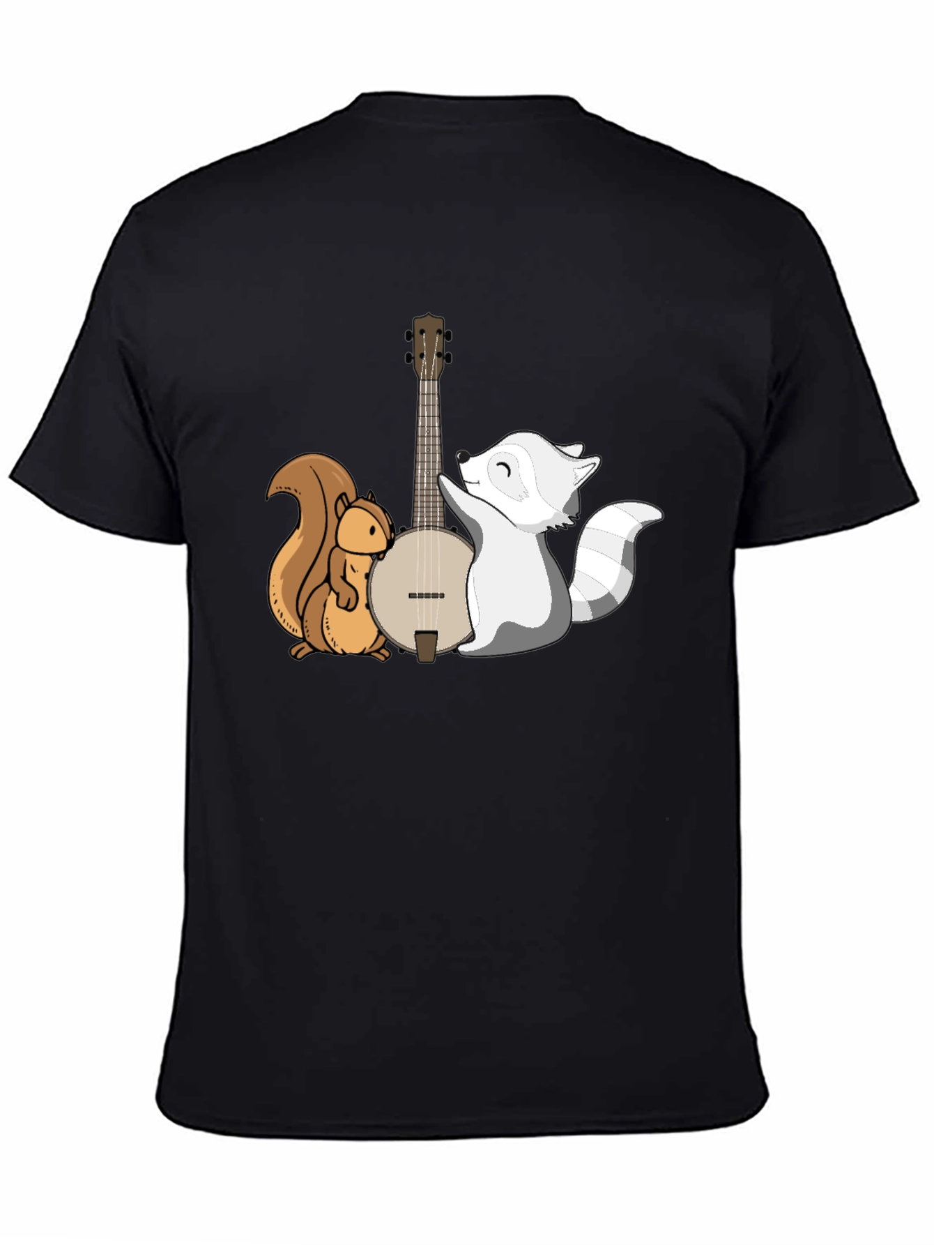 Black Squirrel & Raccoon Banjo T-Shirt view 4