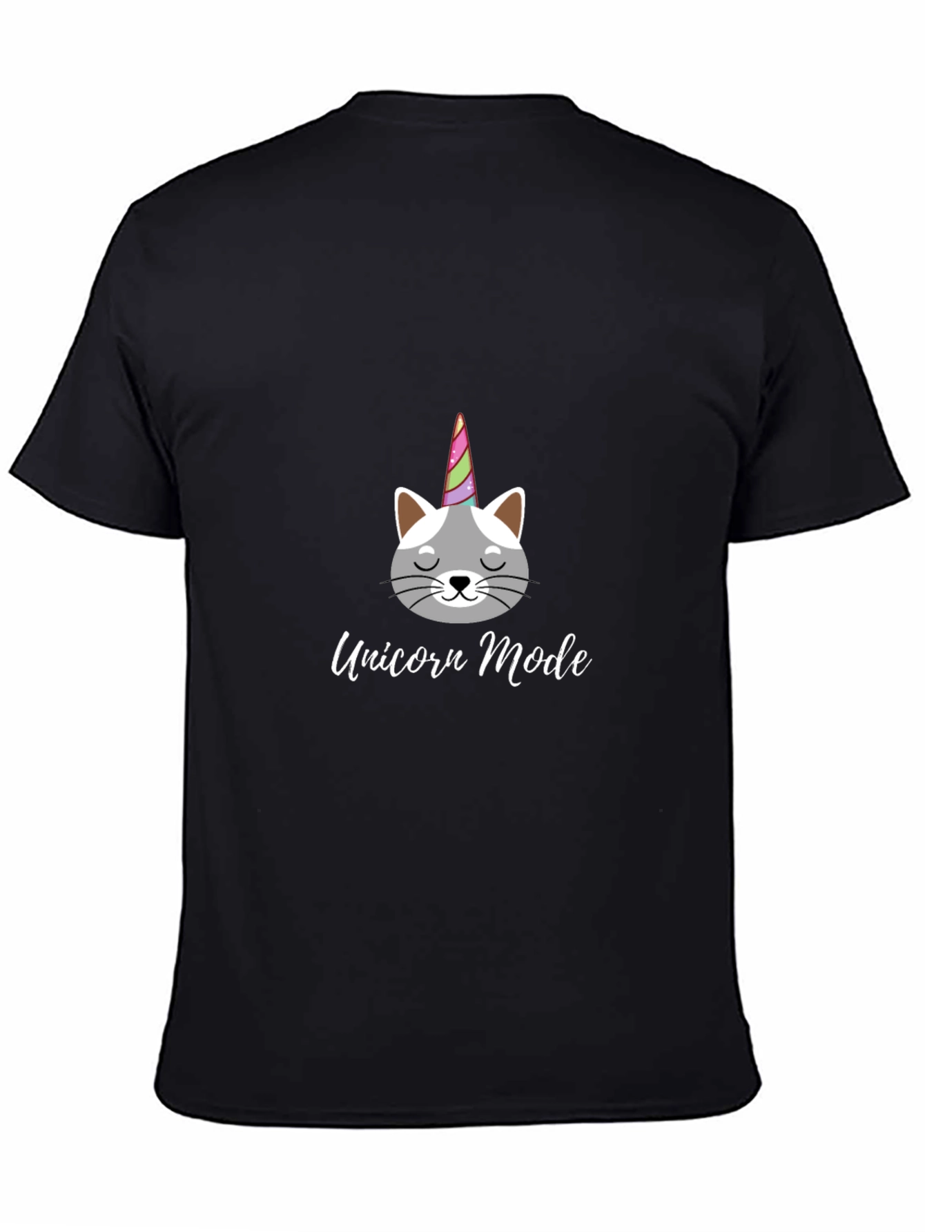 Black Unicorn Mode Cat T-Shirt Funny Novelty Tee view 4