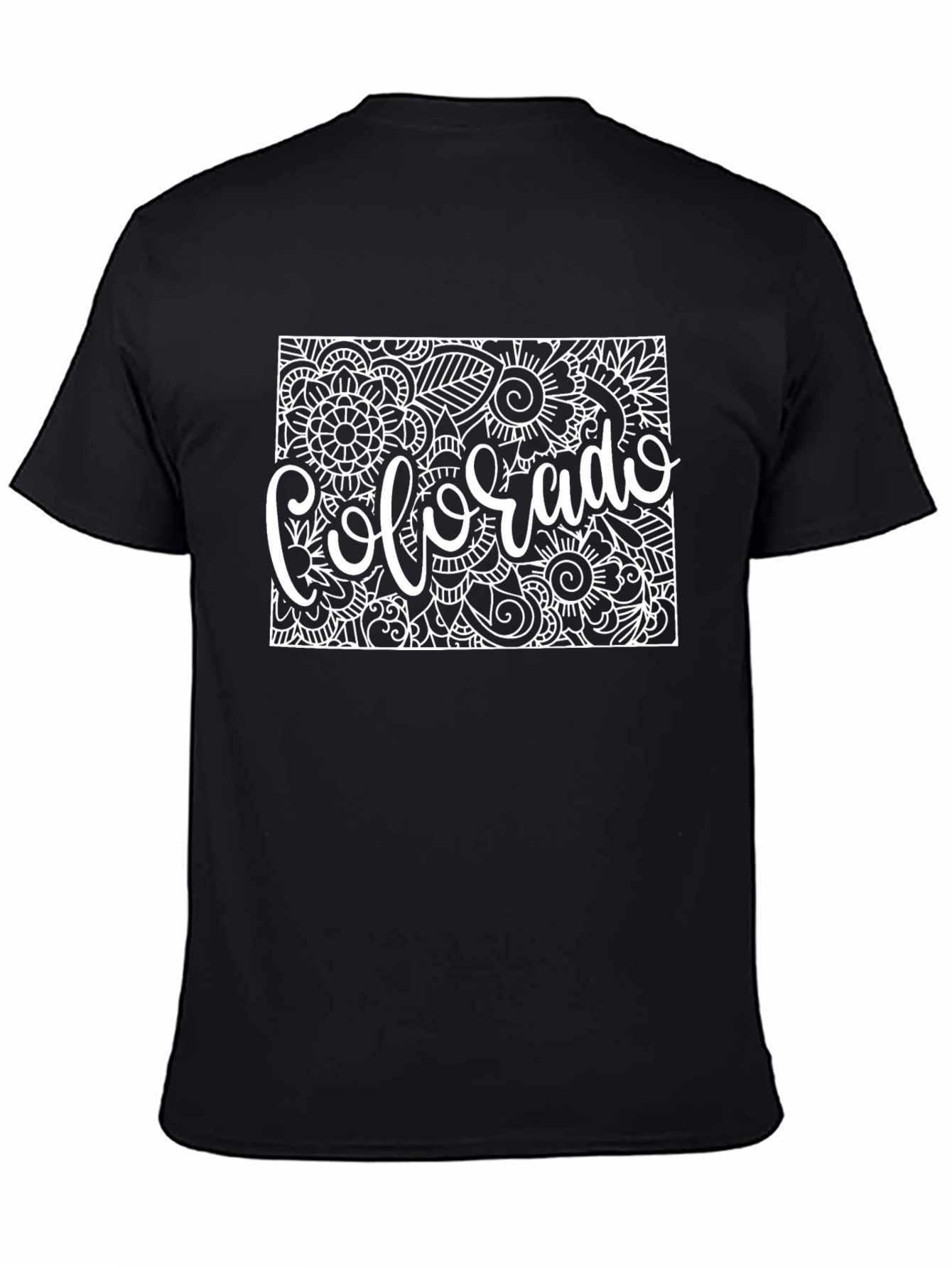 Black Colorado State Flower Doodle Art T-Shirt view 4