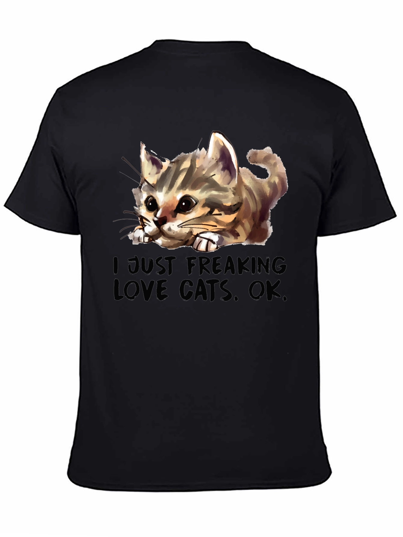 Black I Just Freaking Love Cats Black T-Shirt view 4