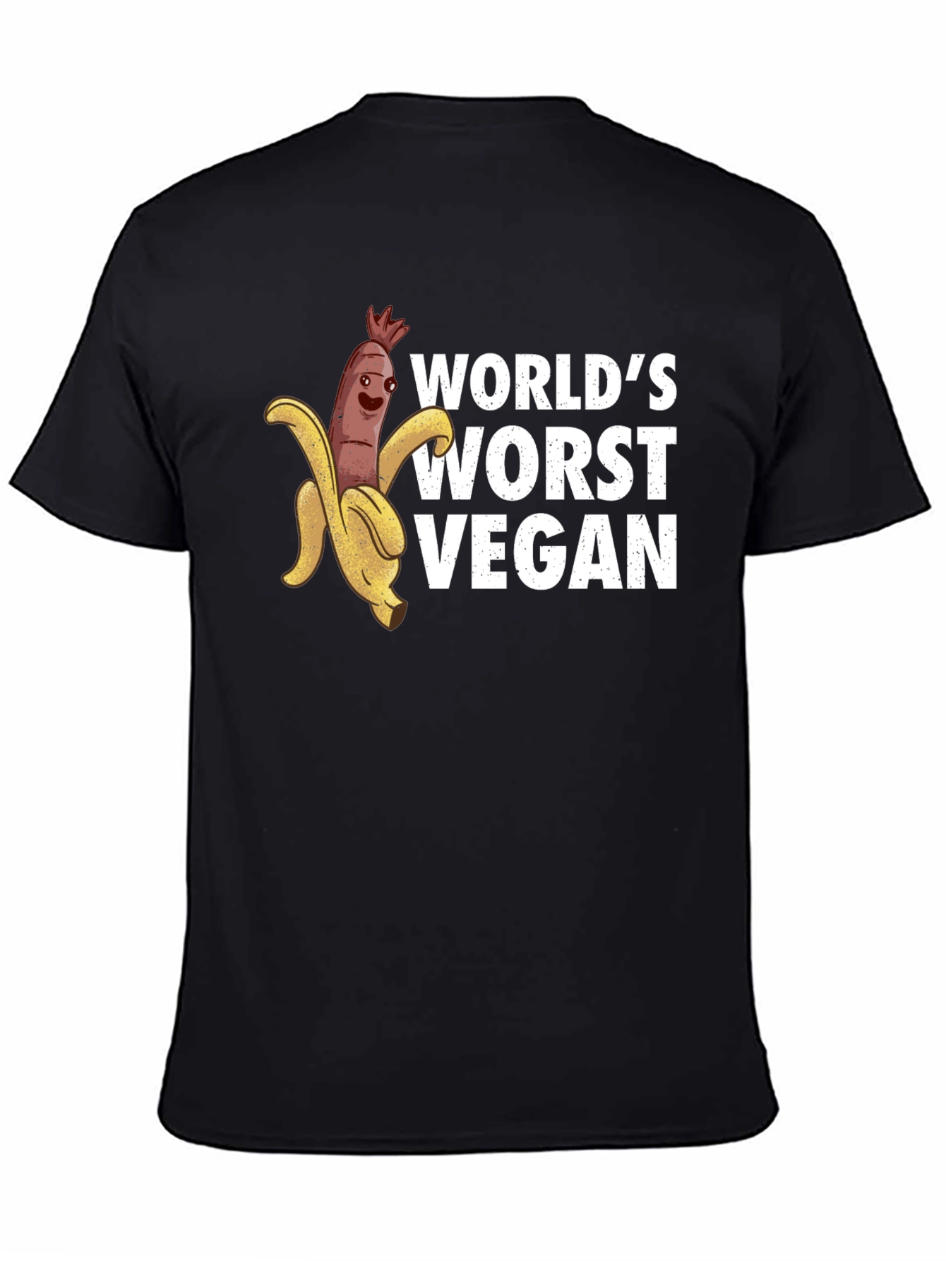 Black World's Worst Vegan Graphic T-Shirt view 4