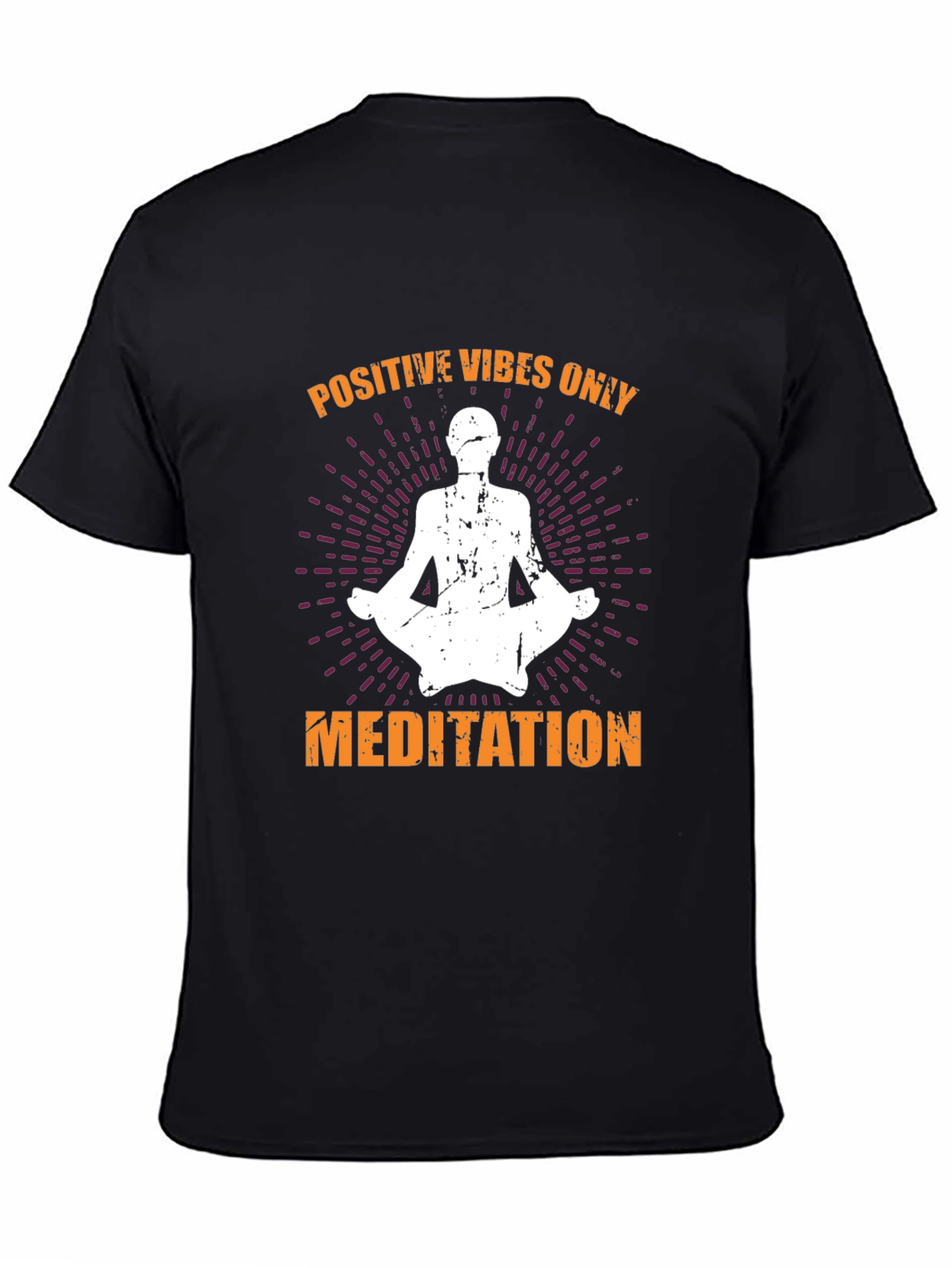 Black Positive Vibes Only Meditation Graphic Tee view 4