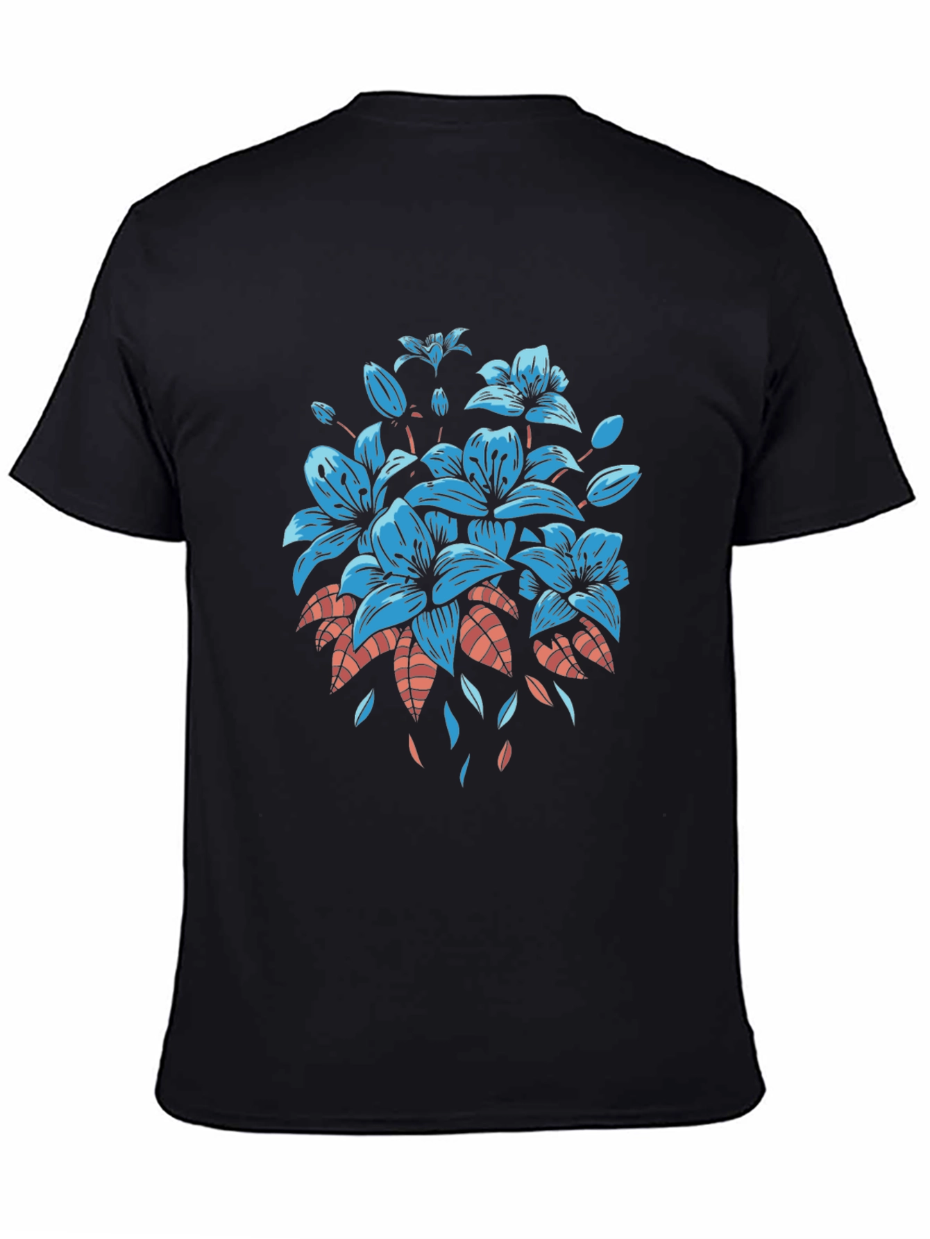 Black Floral Graphic Print Black T-Shirt view 4