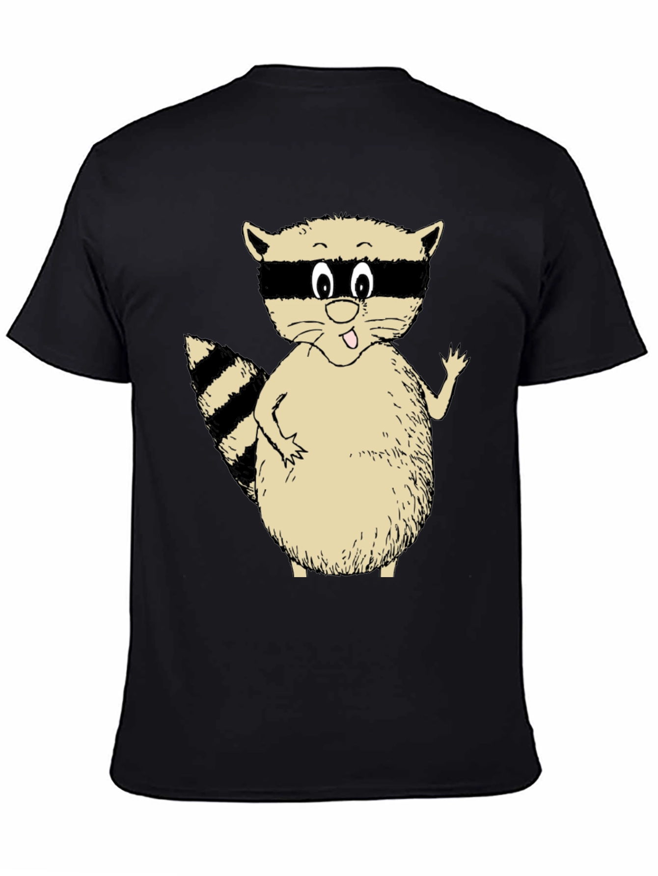 Black Cute Raccoon Graphic T-Shirt - Black Casual Tee view 4