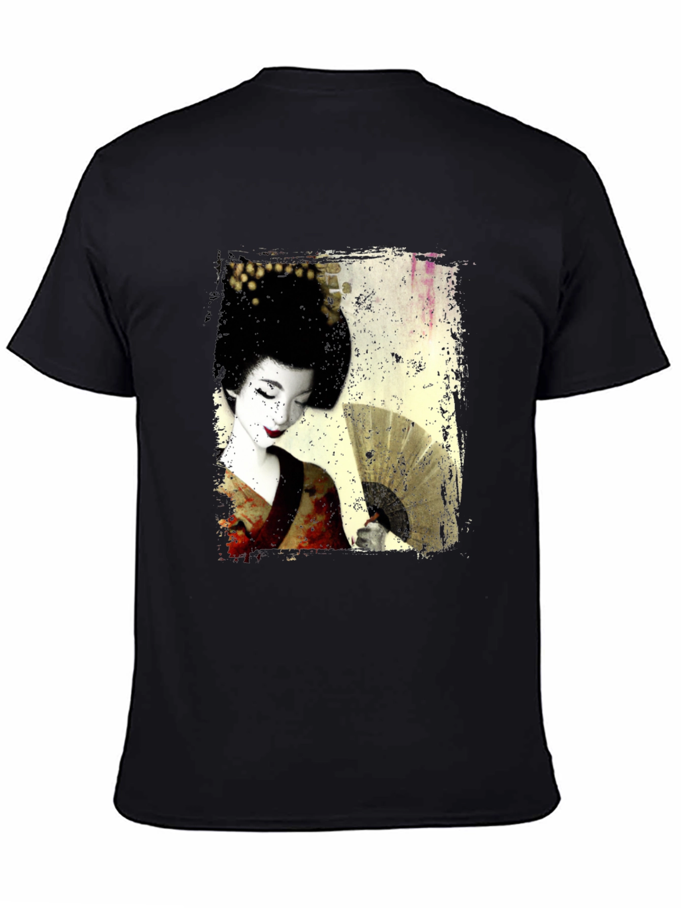 Black Geisha Print Black T-Shirt view 4