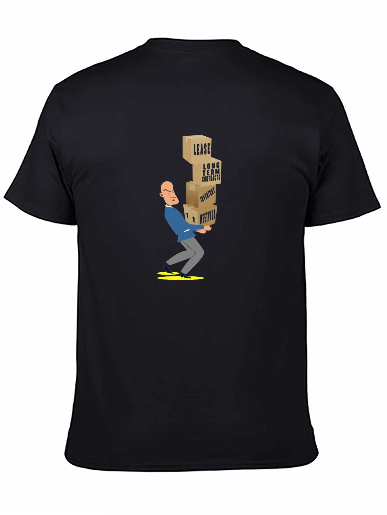 Black Black T-Shirt with Stressed Business Cartoon view 4