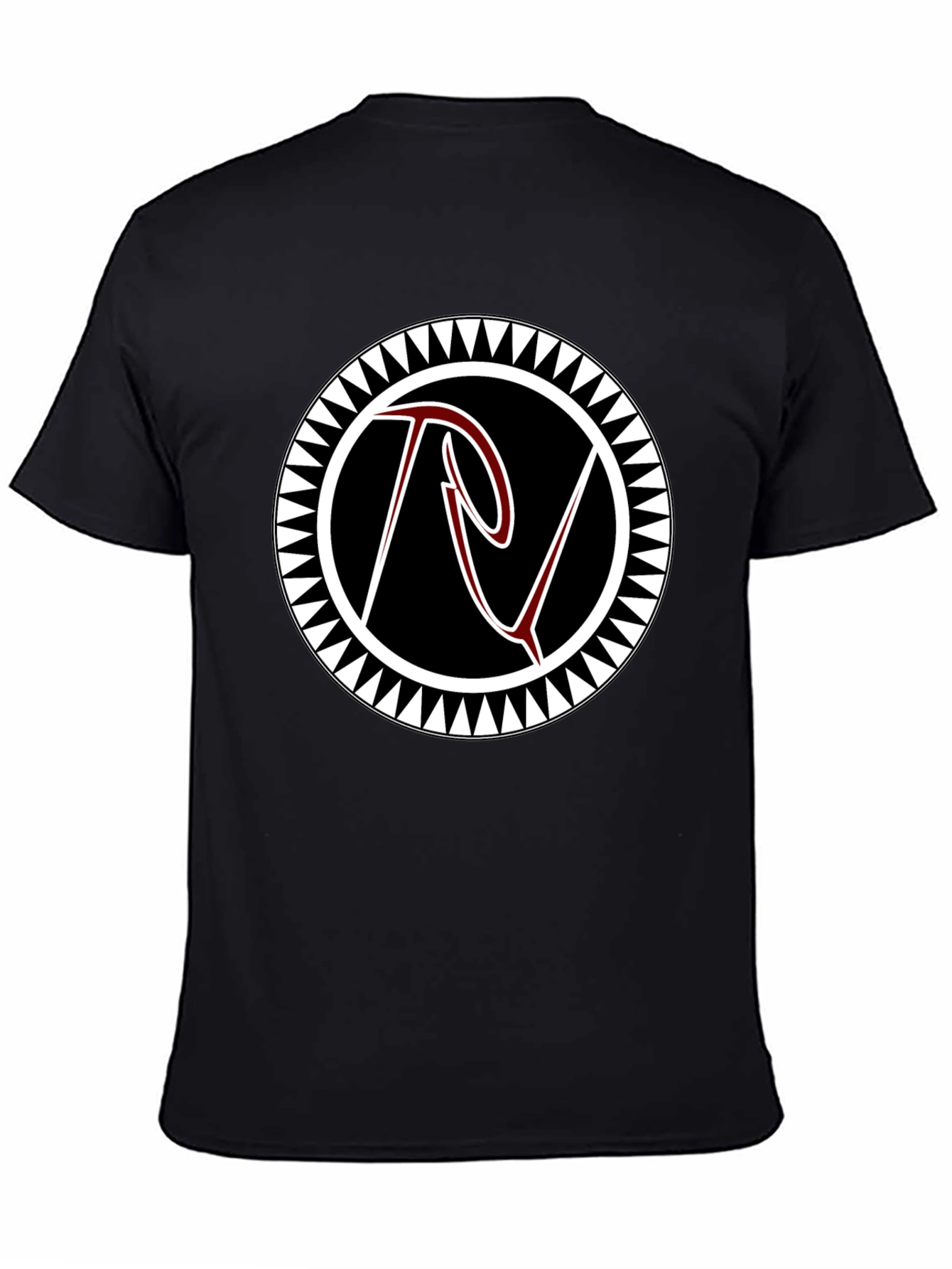 Black Black Tee with Tribal Circle Logo view 4