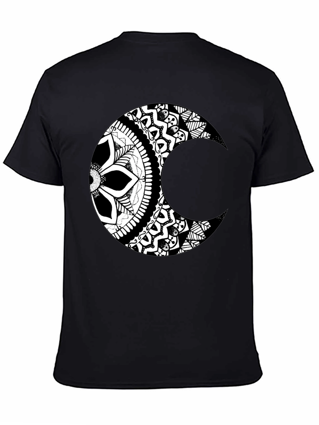 Black Moon Mandala Graphic Tee - Stylish Black T-Shirt view 4