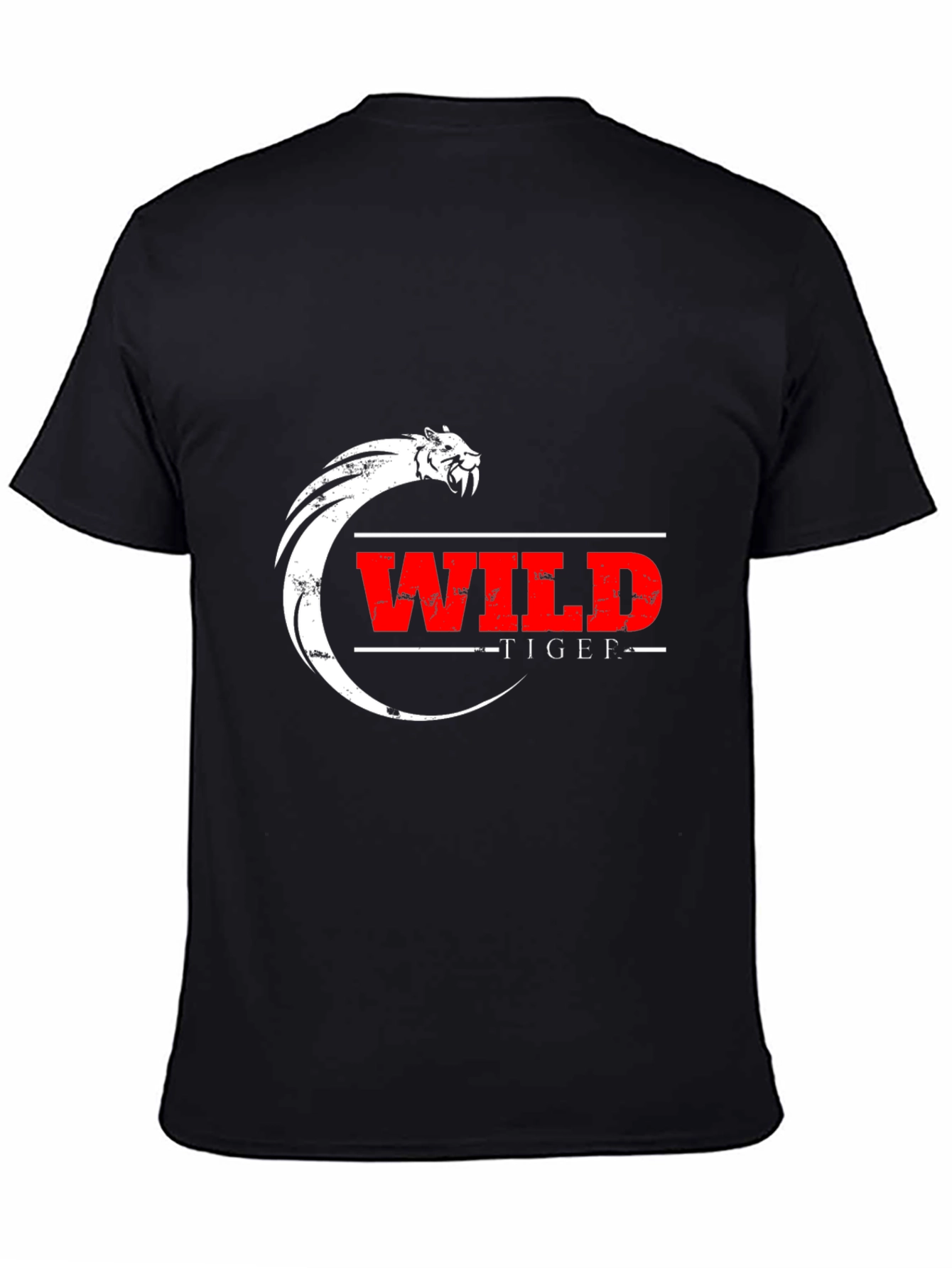 Black Wild Tiger Graphic Black T-Shirt view 4