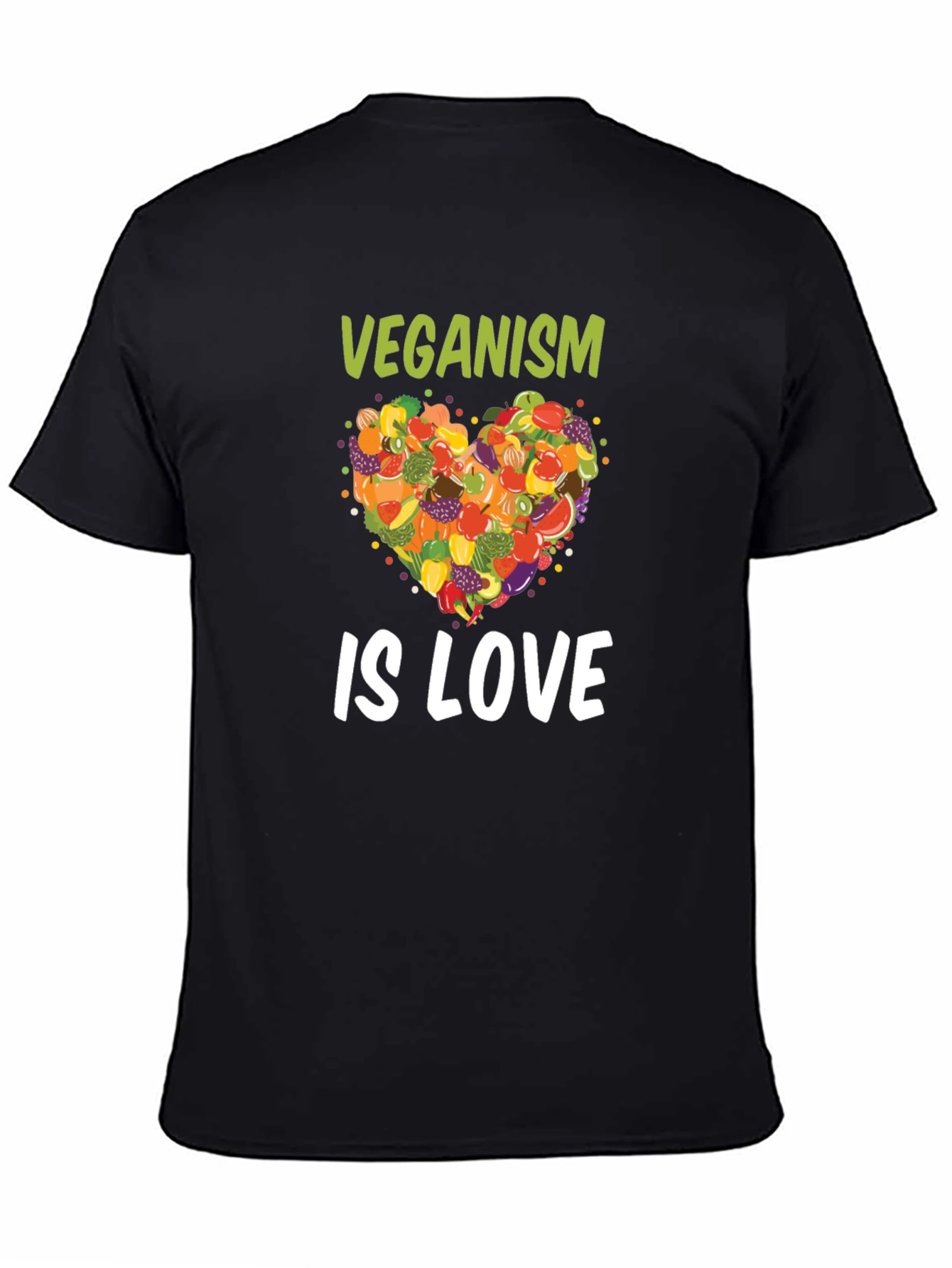 Black Veganism Is Love T-Shirt Fruit Heart Tee view 4