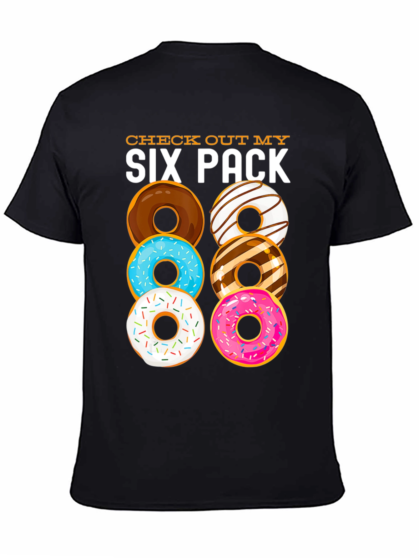 Black Donut Six Pack Funny Graphic T-Shirt view 4