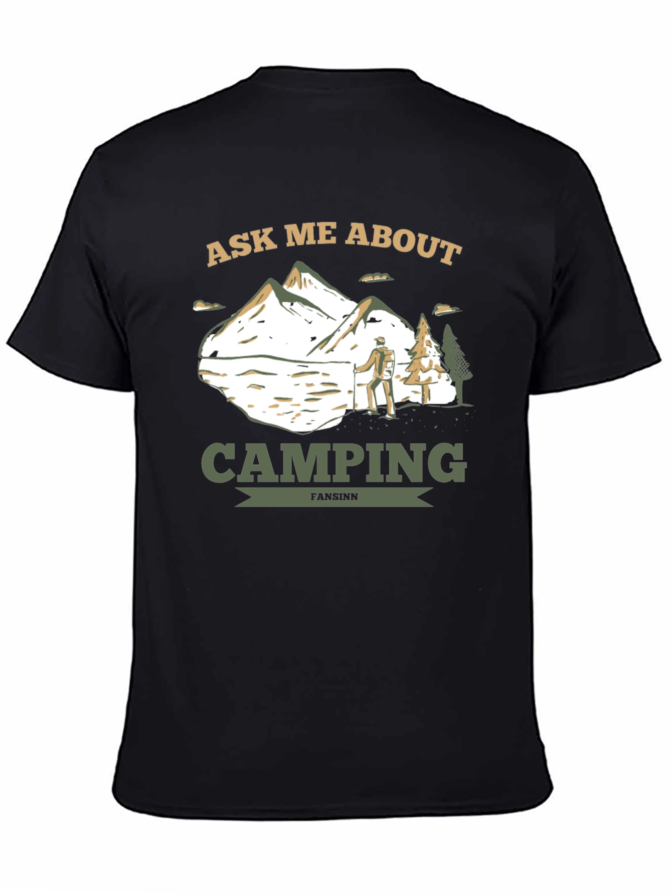 Black Camping Enthusiast T-Shirt: Ask Me About Camping view 4