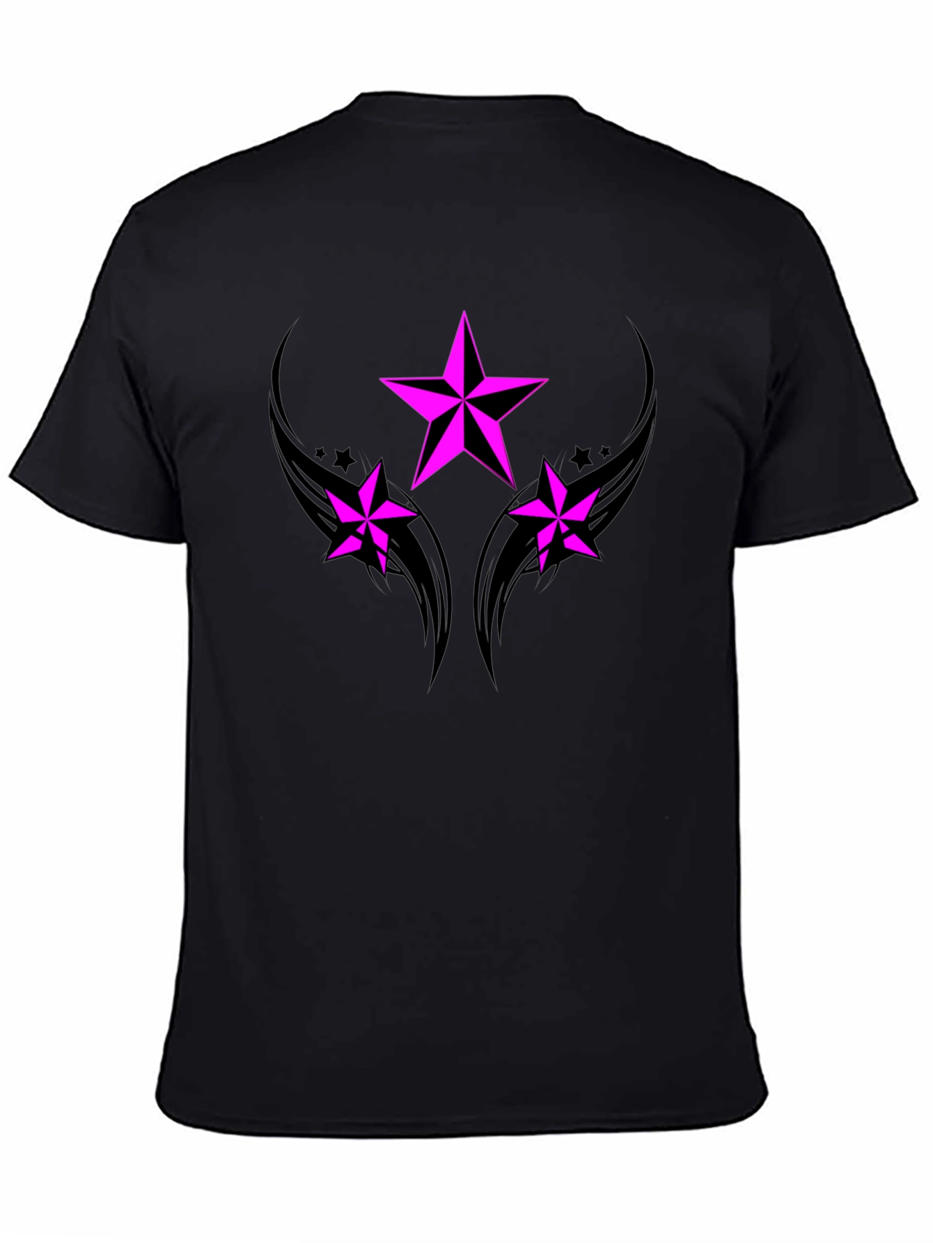 Black Black T-Shirt with Pink Star Graphic view 4