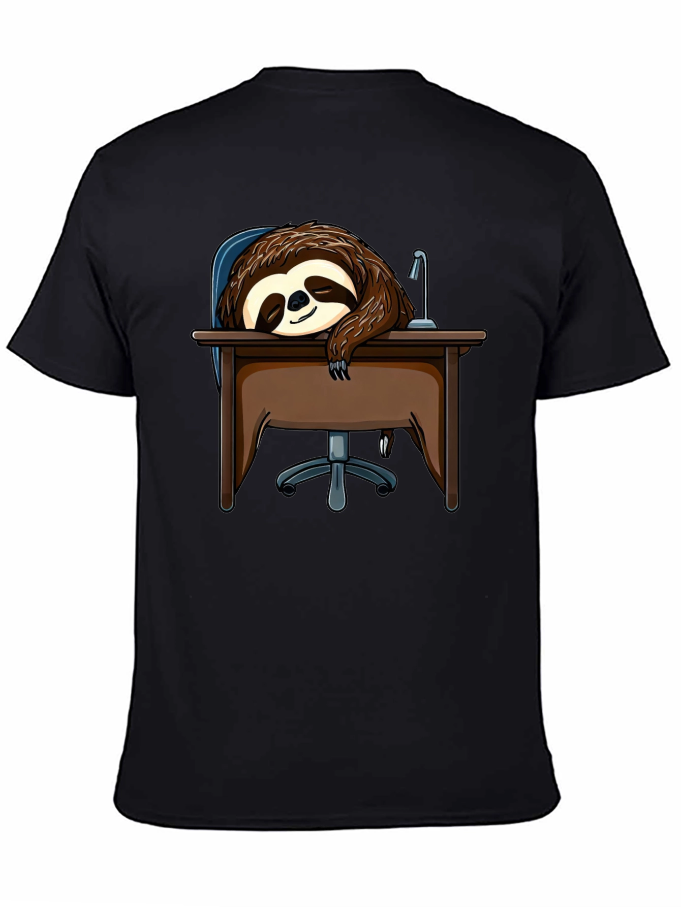 Sleeping Sloth on Desk T-Shirt - Funny Lazy Animal Tee - 4