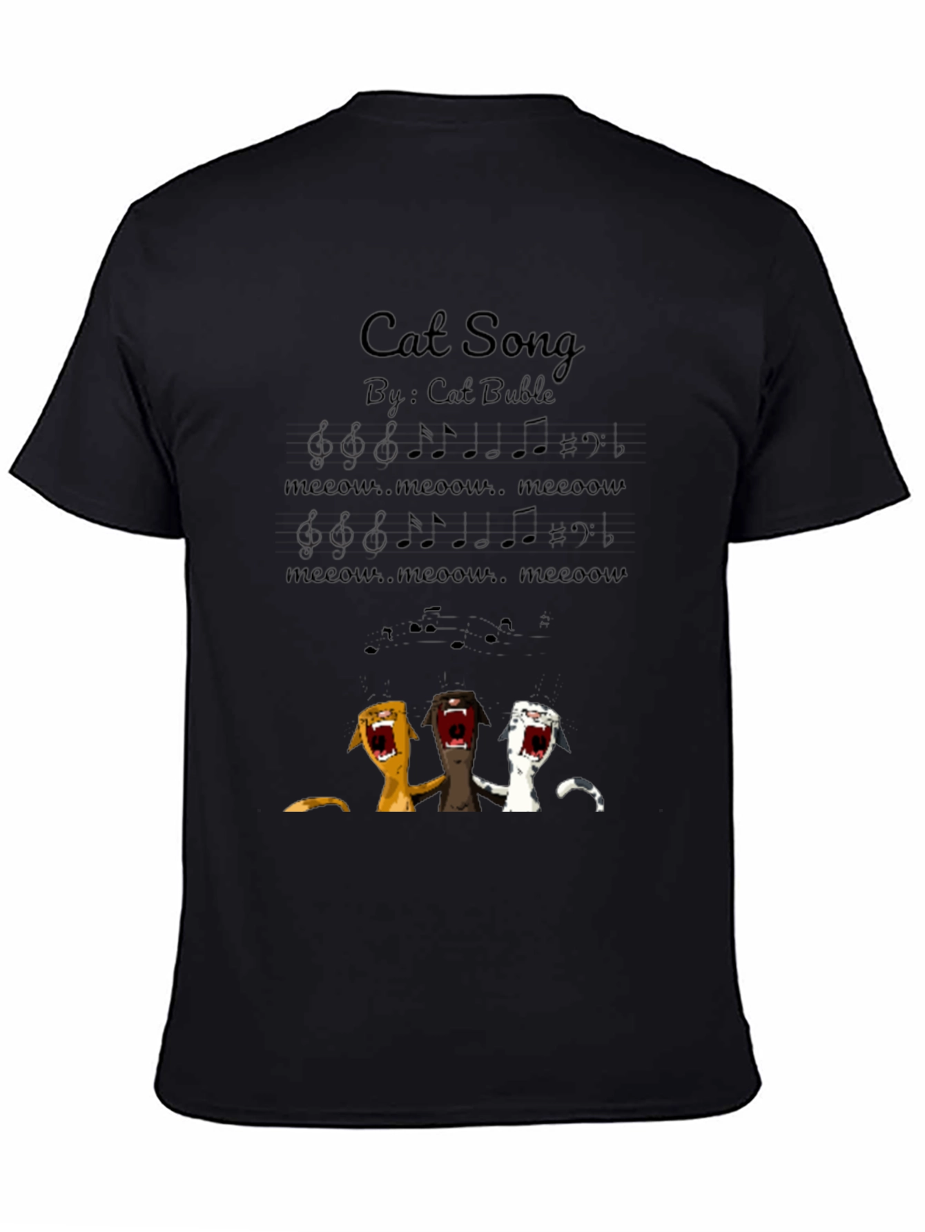 Black Cat Song T-Shirt - Meow Music Tee view 4