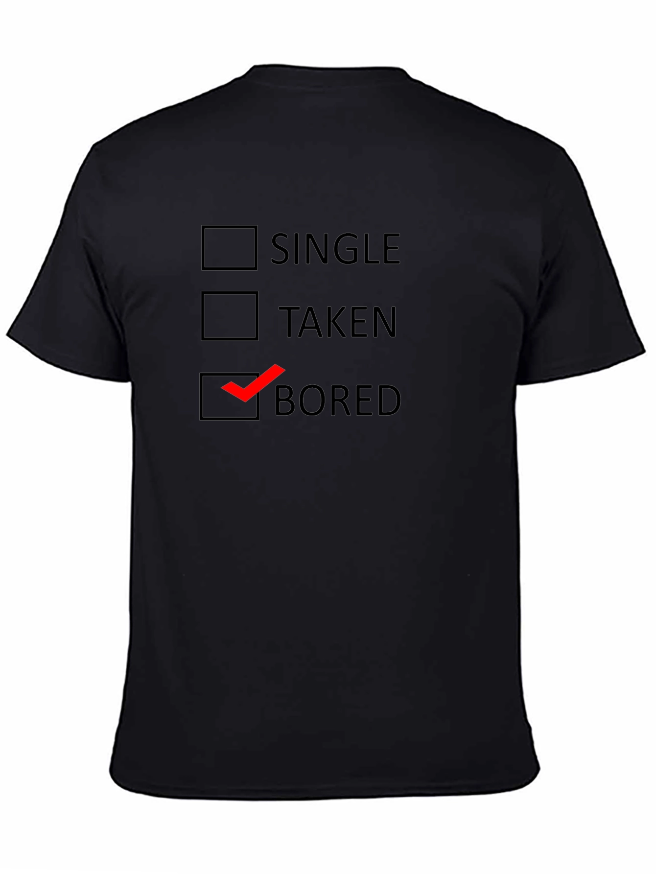 Black Bored Checklist Graphic Tee - Casual Cotton T-Shirt view 4