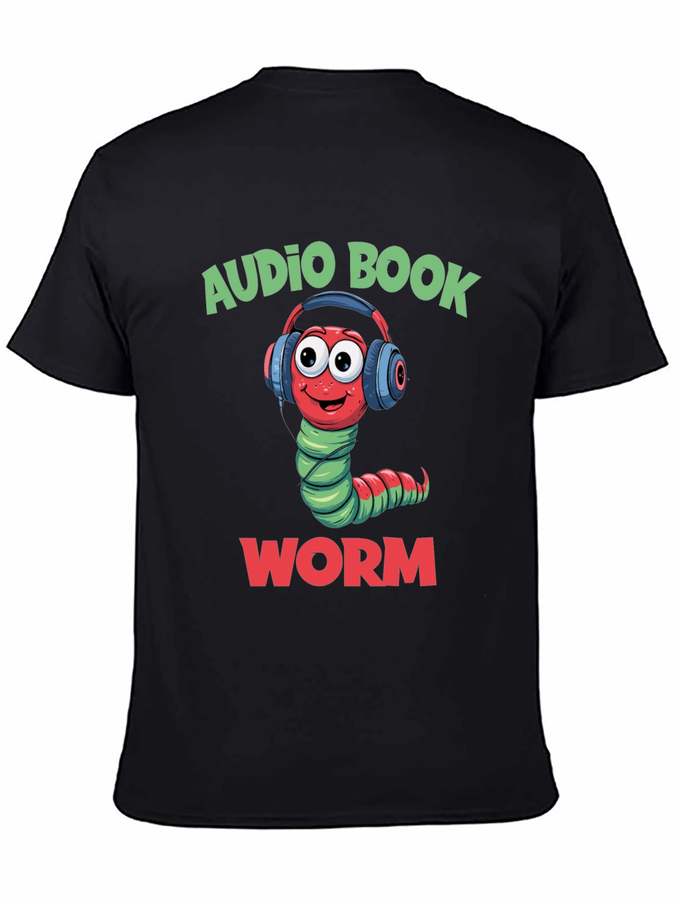 Black Audio Book Worm T-Shirt view 4