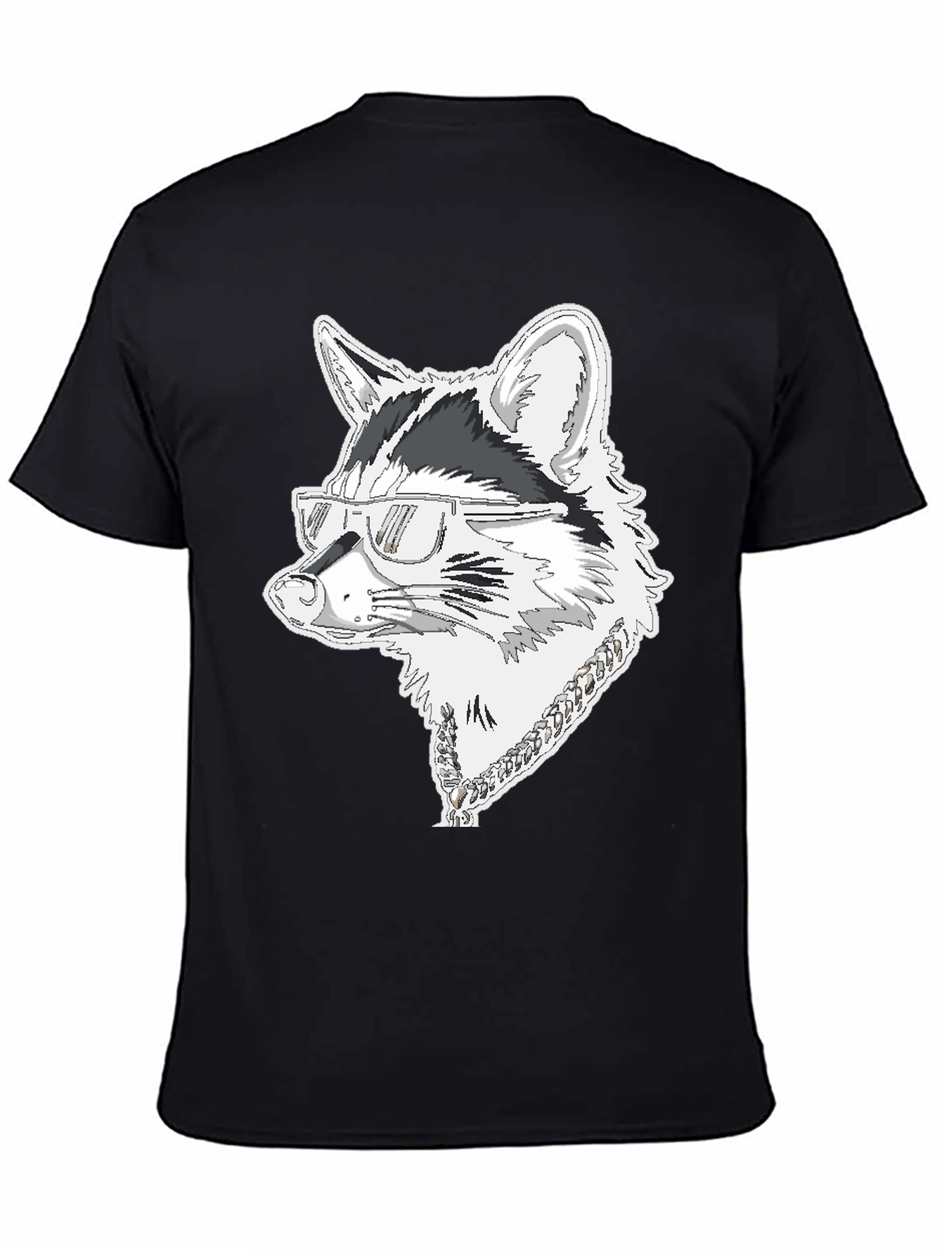 Black Cool Raccoon Graphic Tee - Black Cotton T-Shirt view 4