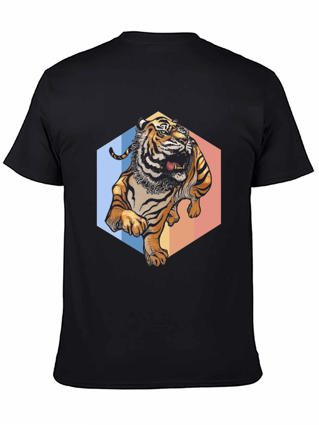 Black Roaring Tiger Graphic Tee - Bold Black T-Shirt view 4