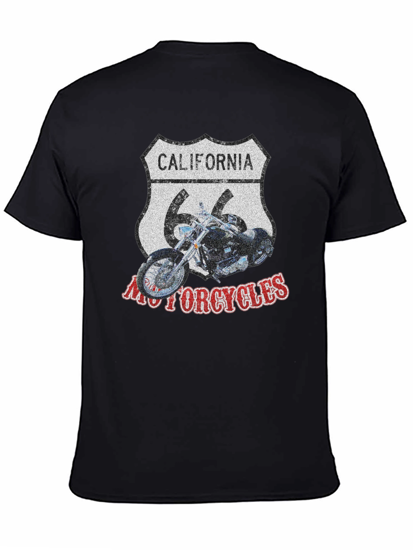 Black California 66 Motorcycles Black T-Shirt view 4