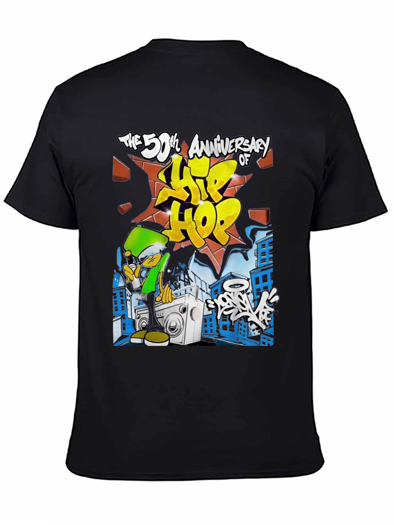 Black 50th Anniversary Hip Hop Black T-Shirt view 4