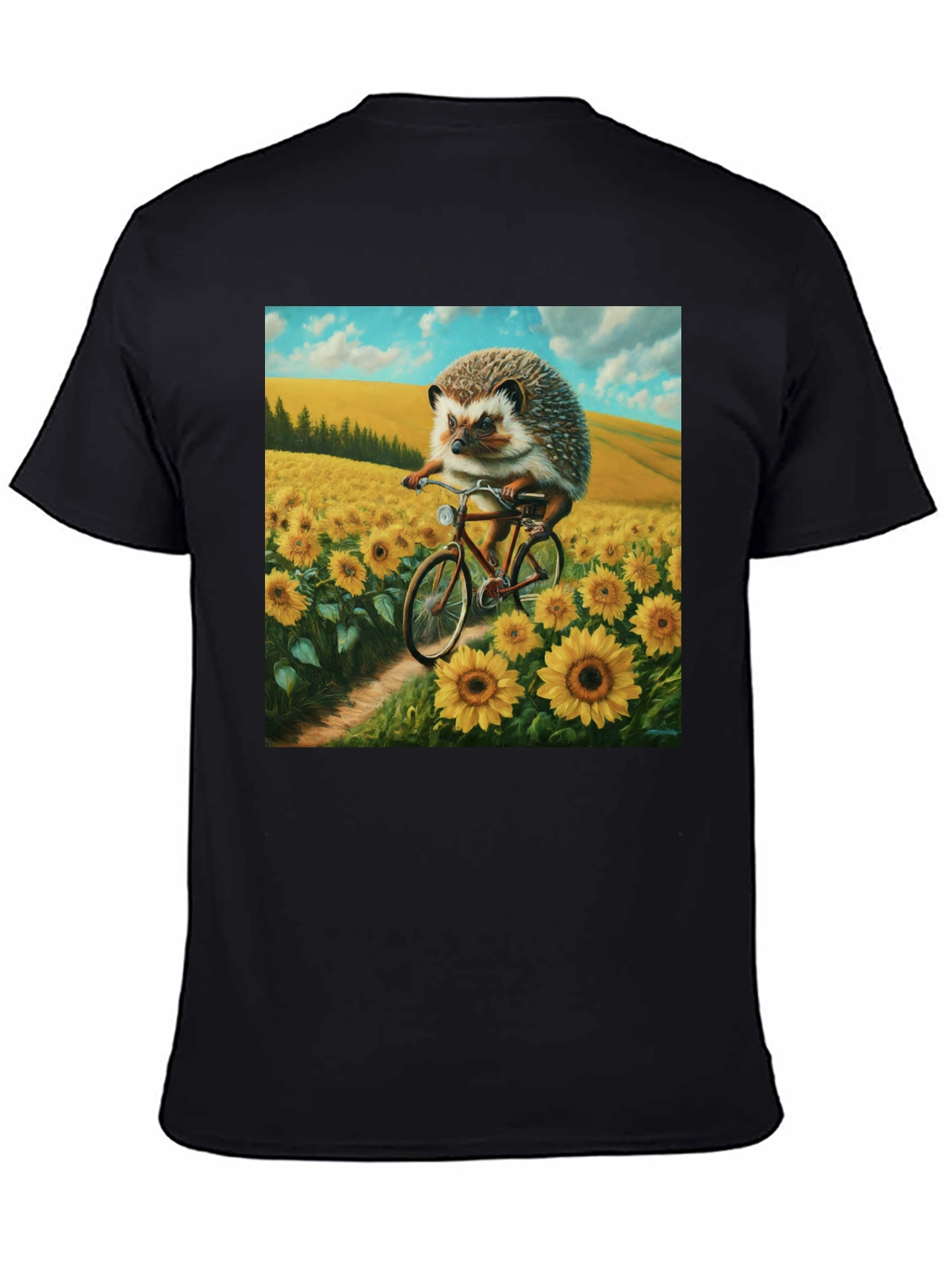 Black Hedgehog on Bike T-Shirt view 4
