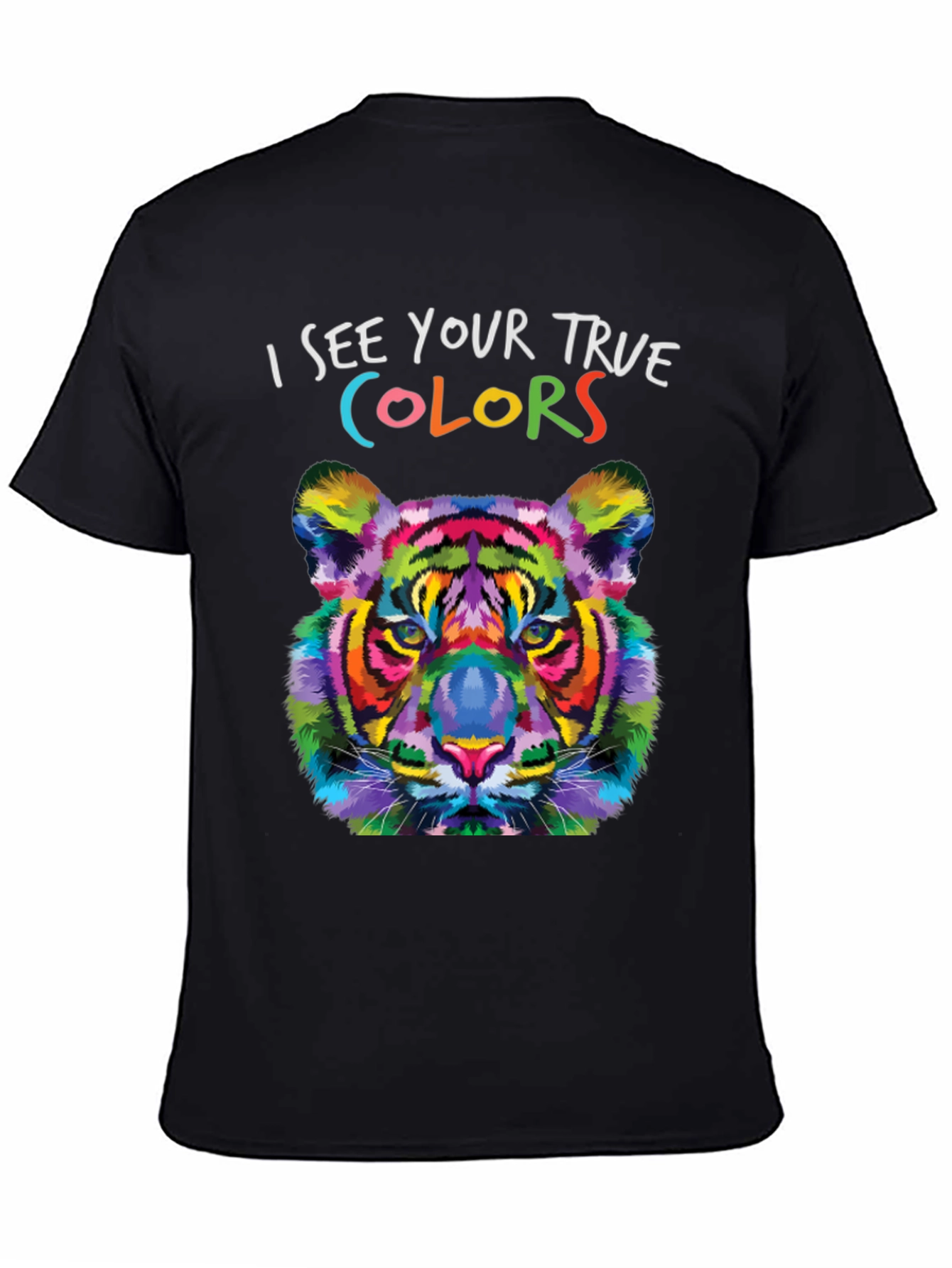 Black Colorful Tiger Graphic T-Shirt - See Your True Colors! view 4
