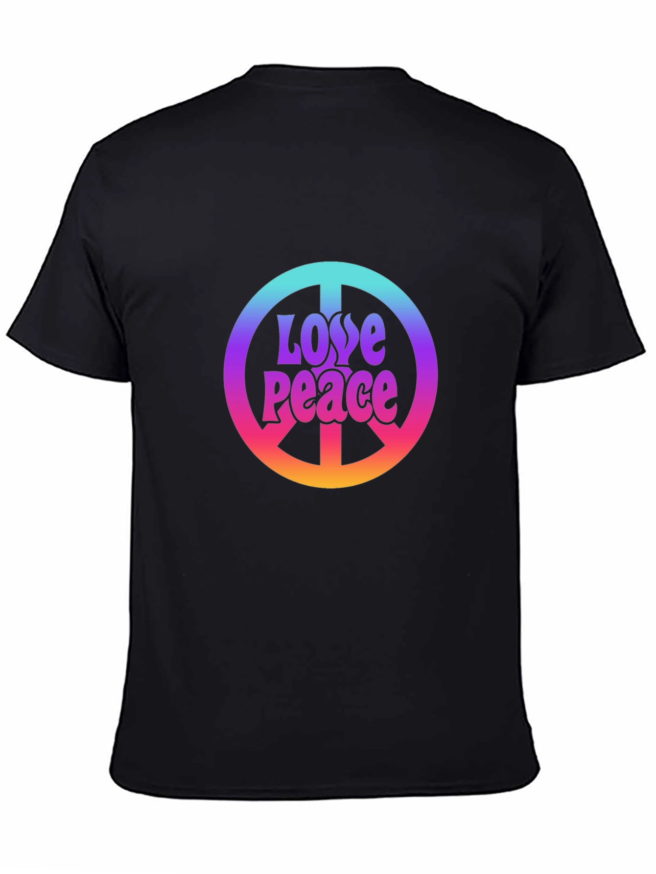 Black Love Peace Sign Black T-Shirt view 4