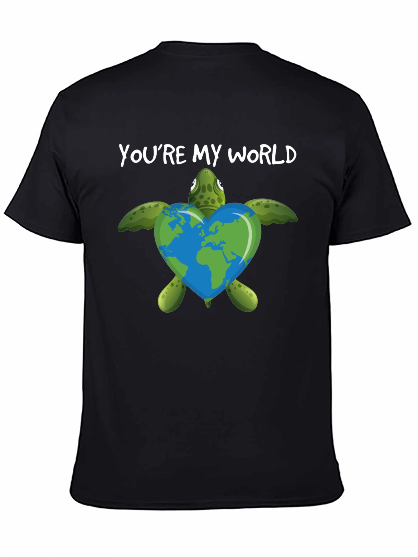 Black You're My World Turtle Heart T-Shirt view 4