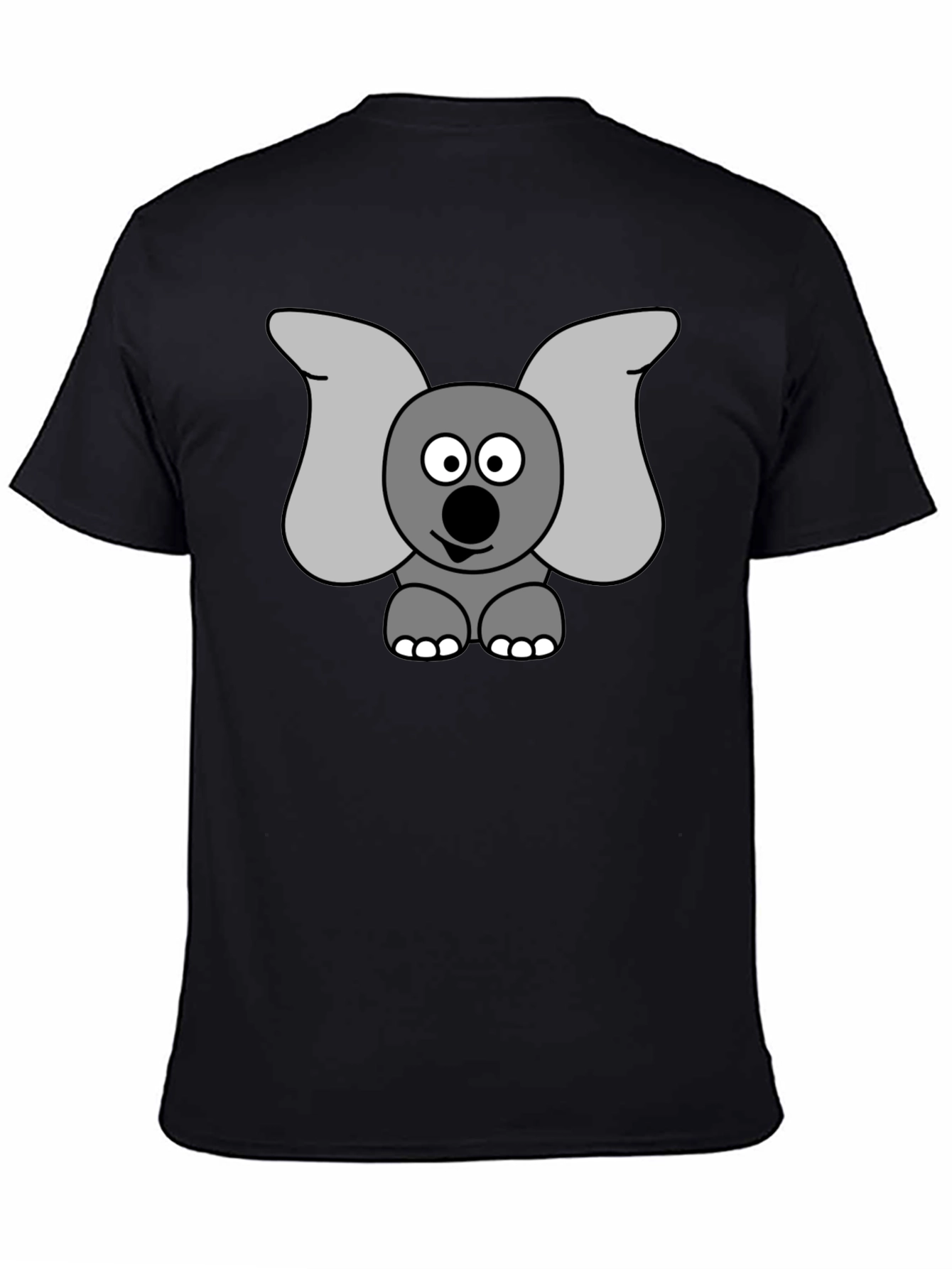 Black Cartoon Elephant Graphic Tee - Black Cotton Shirt view 4