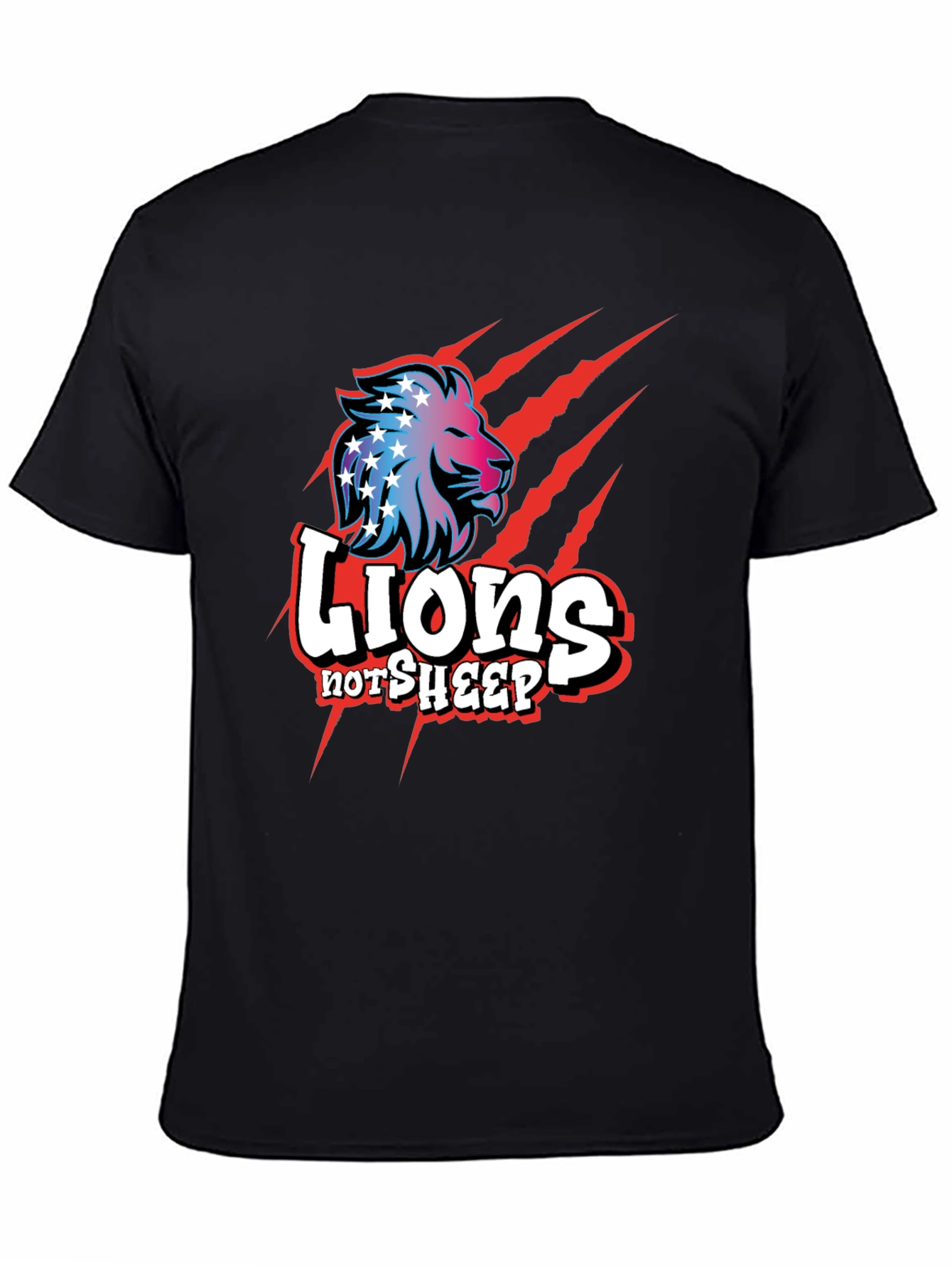 Black Lions Not Sheep Graphic Tee - Patriotic Design view 4