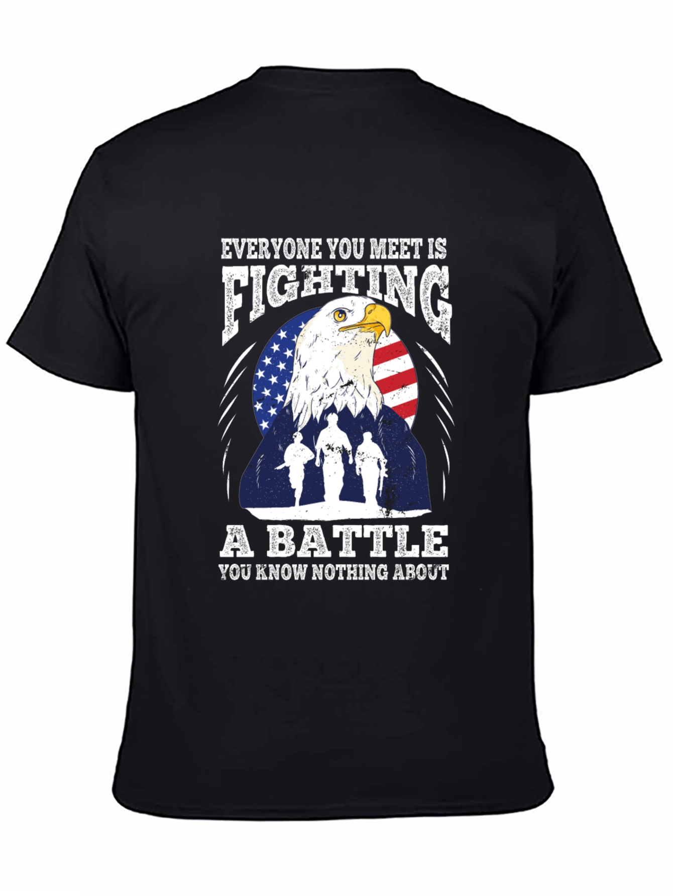 Patriotic Eagle and Soldiers Graphic T-Shirt - "A Battle" - 4